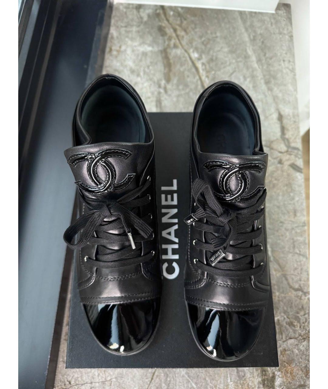 CHANEL Черные кожаные кеды, фото 3