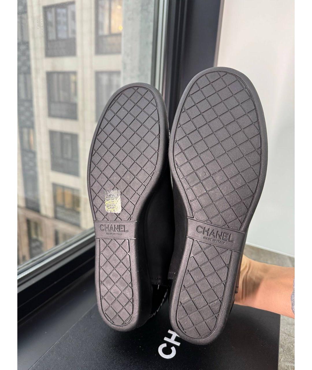 CHANEL Черные кожаные кеды, фото 5