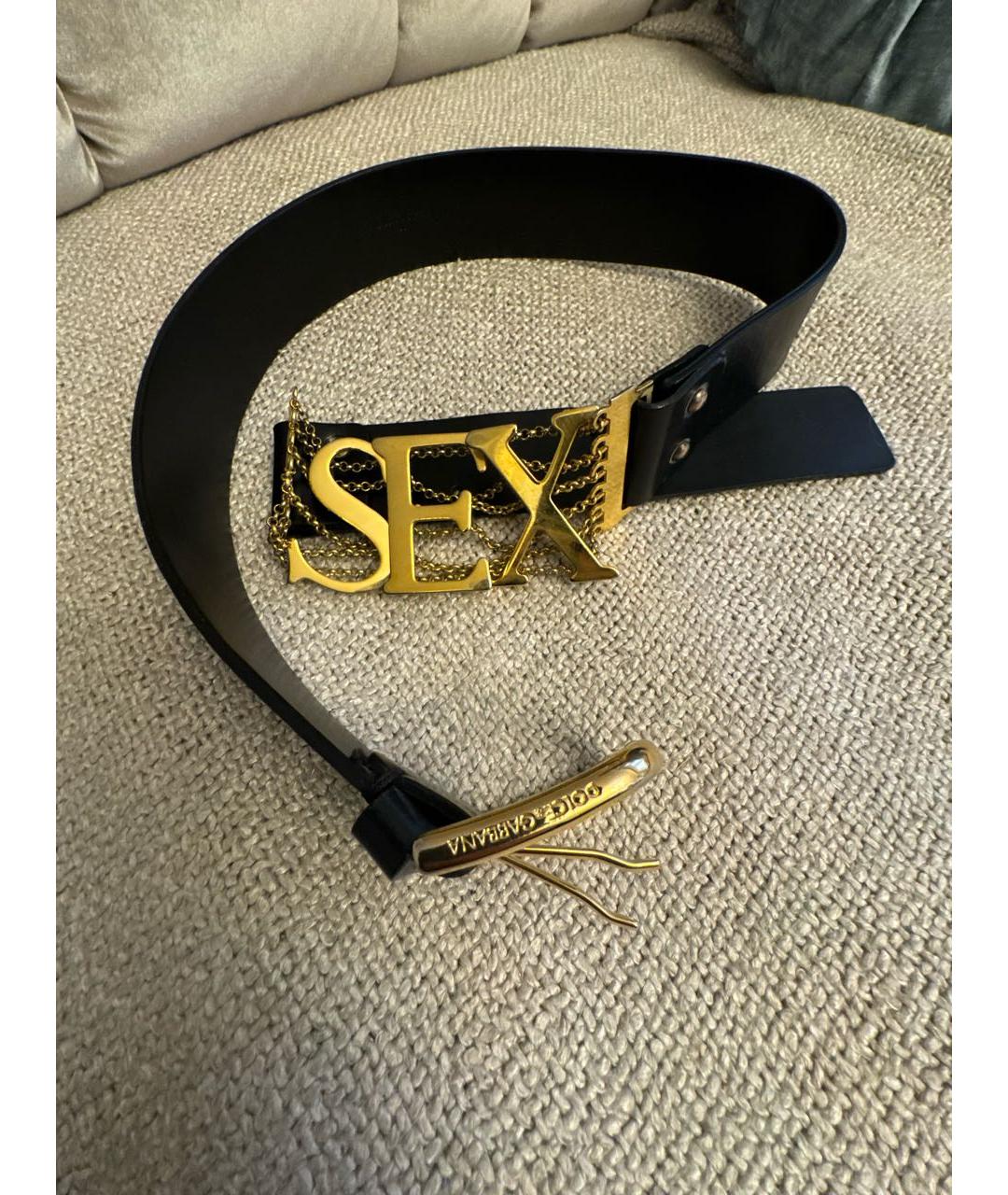 DOLCE&GABBANA Черный кожаный ремень, фото 2