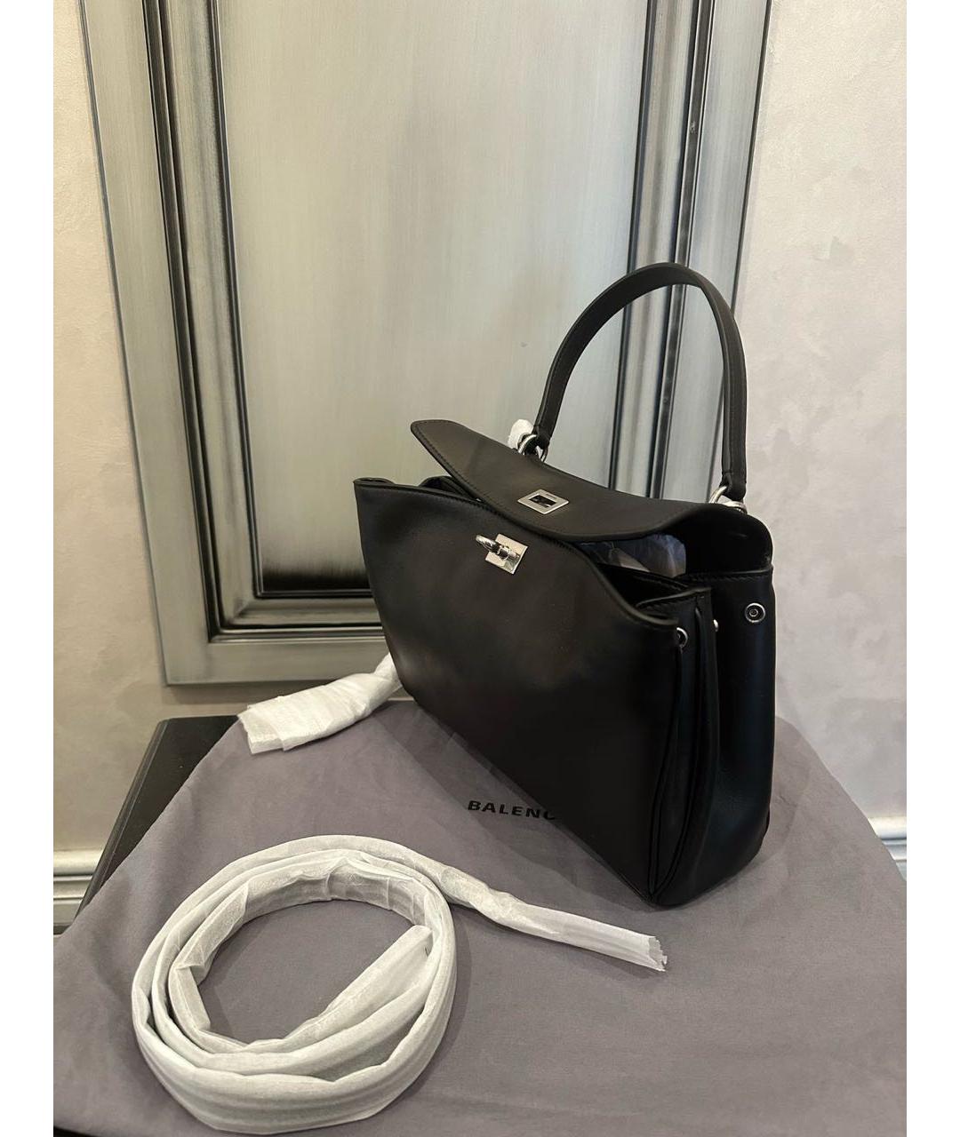 BALENCIAGA Черная кожаная сумка с короткими ручками, фото 4