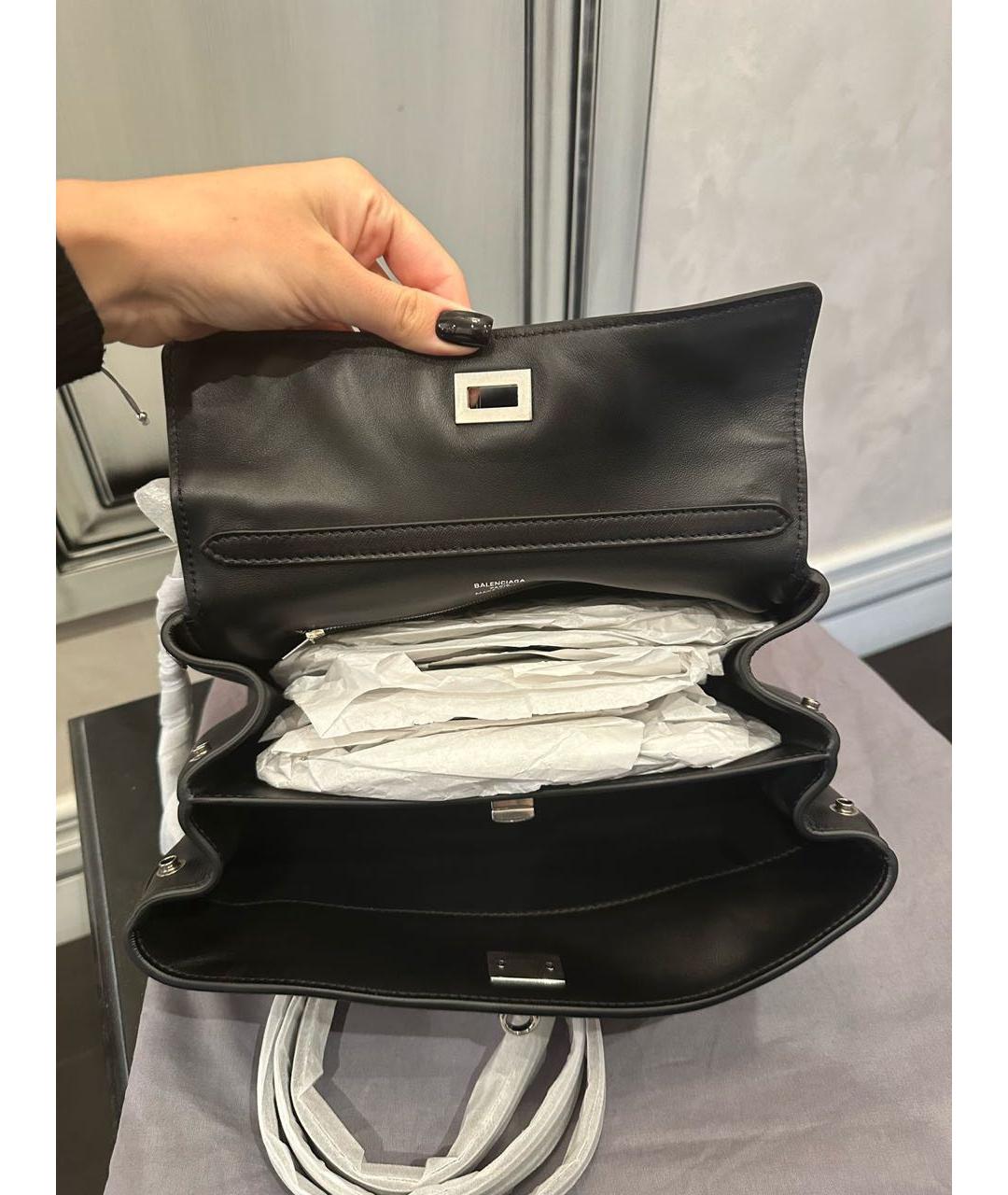 BALENCIAGA Черная кожаная сумка с короткими ручками, фото 3