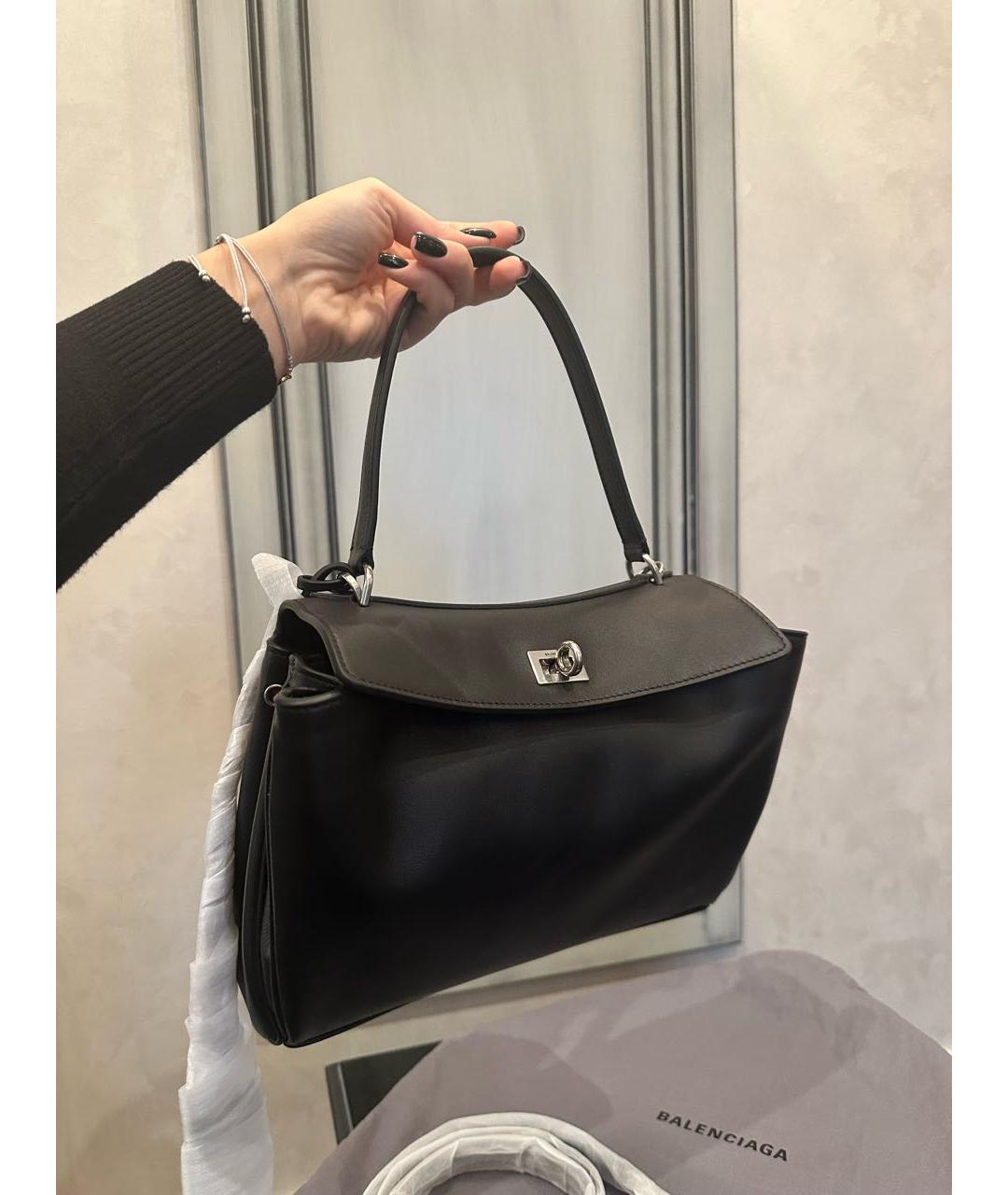 BALENCIAGA Черная кожаная сумка с короткими ручками, фото 5