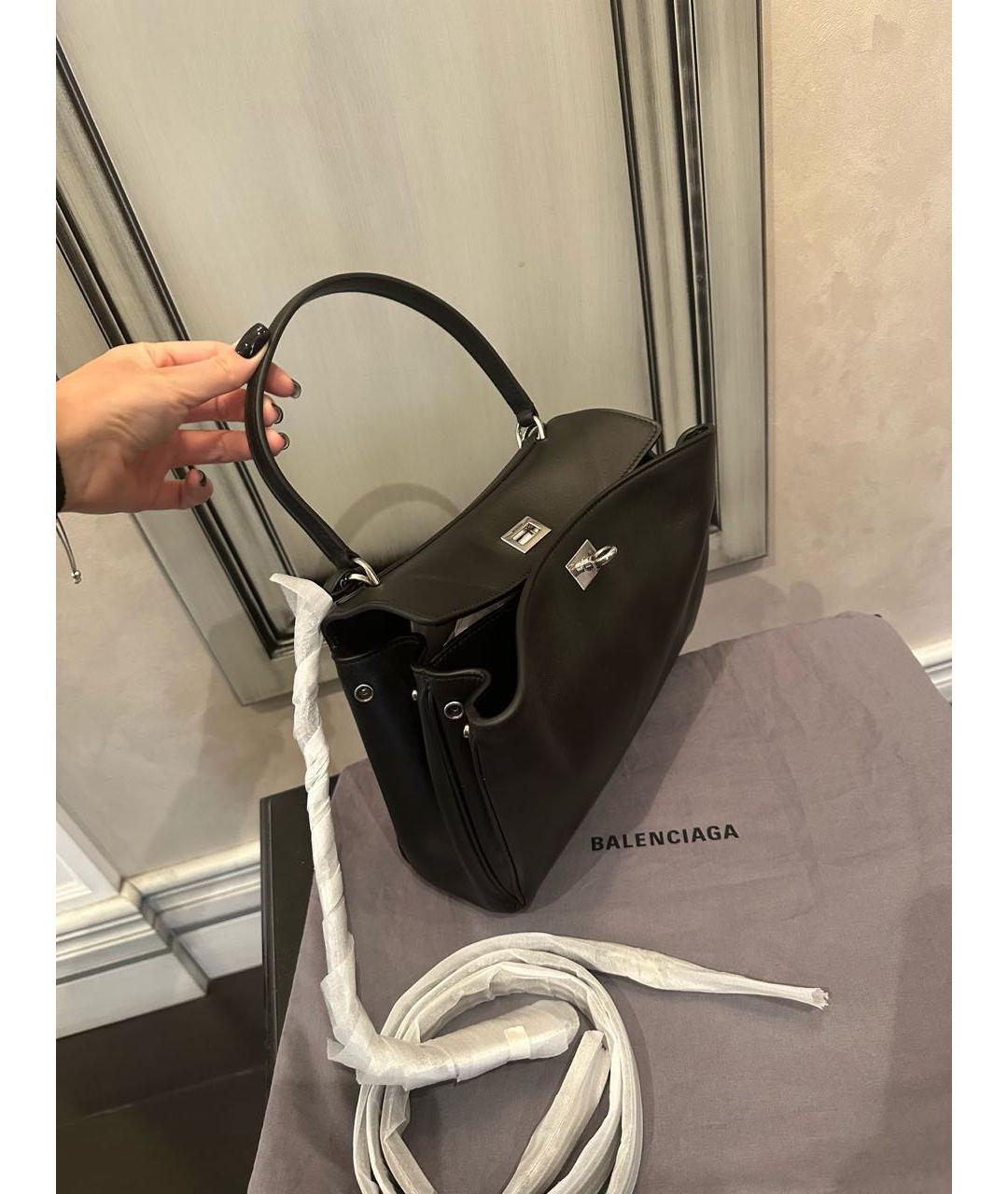 BALENCIAGA Черная кожаная сумка с короткими ручками, фото 2