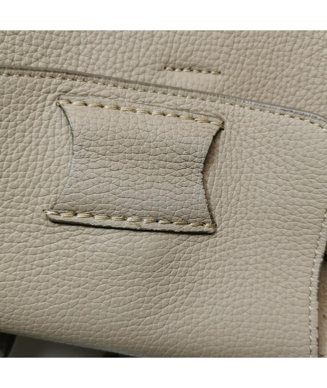 CELINE Бежевая кожаная сумка с короткими ручками, фото 5