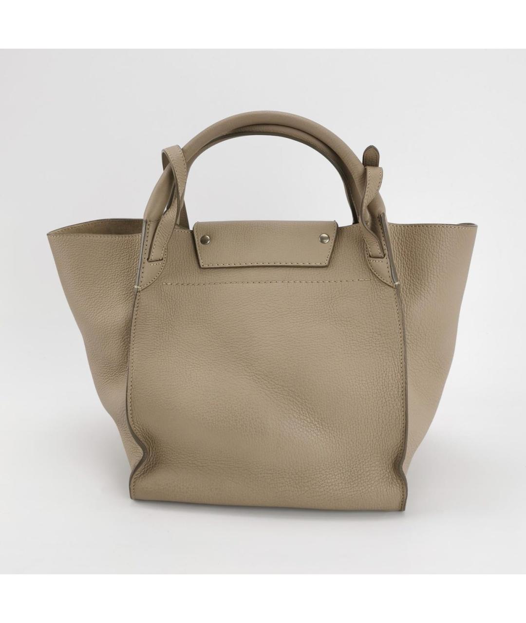 CELINE Бежевая кожаная сумка с короткими ручками, фото 2