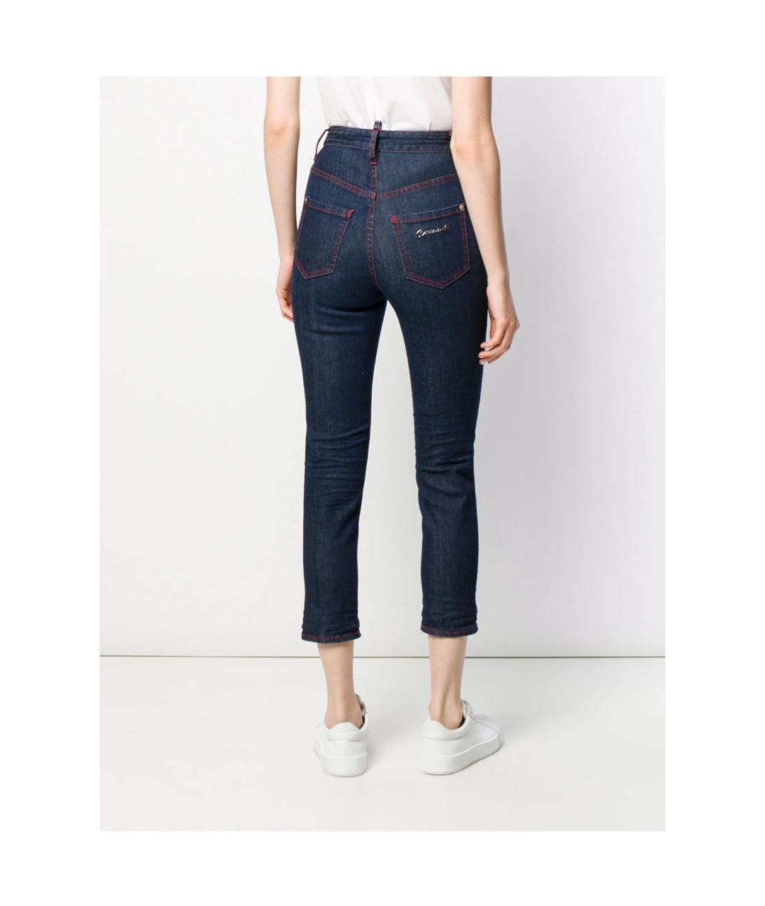 DSQUARED2 Темно-синие хлопковые джинсы слим, фото 2