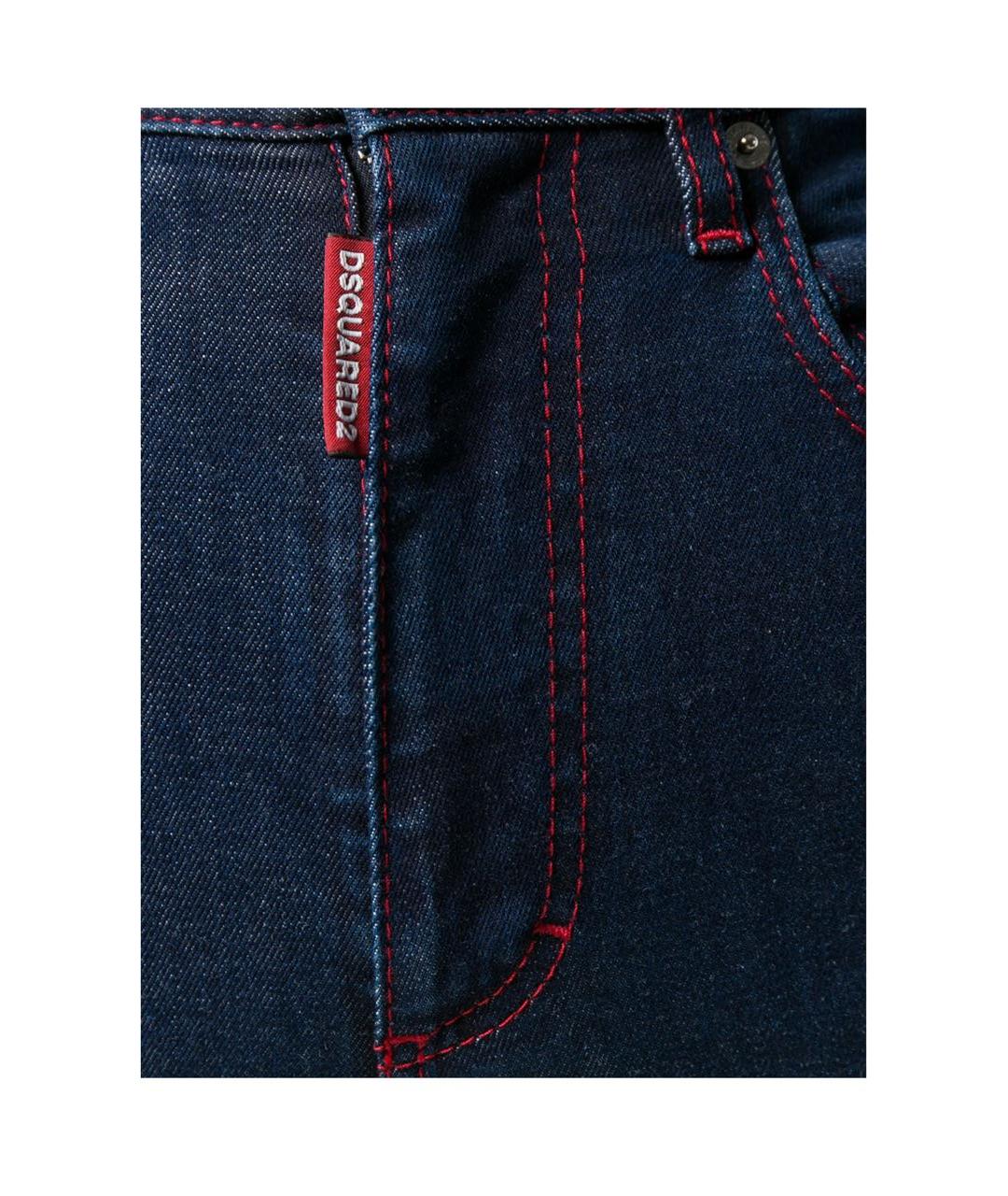 DSQUARED2 Темно-синие хлопковые джинсы слим, фото 3