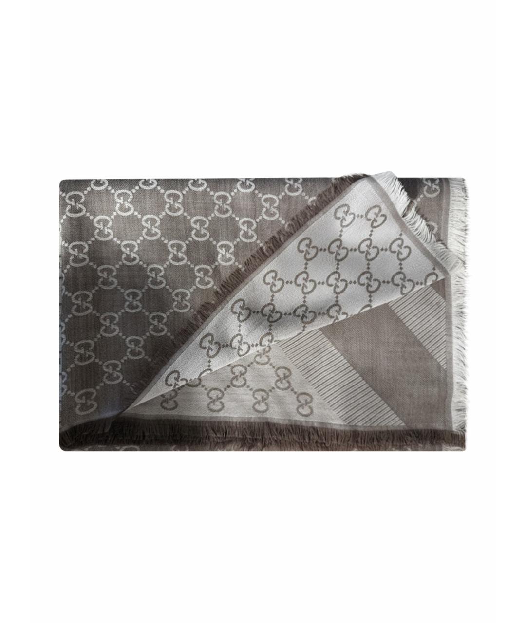 GUCCI Серый шерстяной платок, фото 1