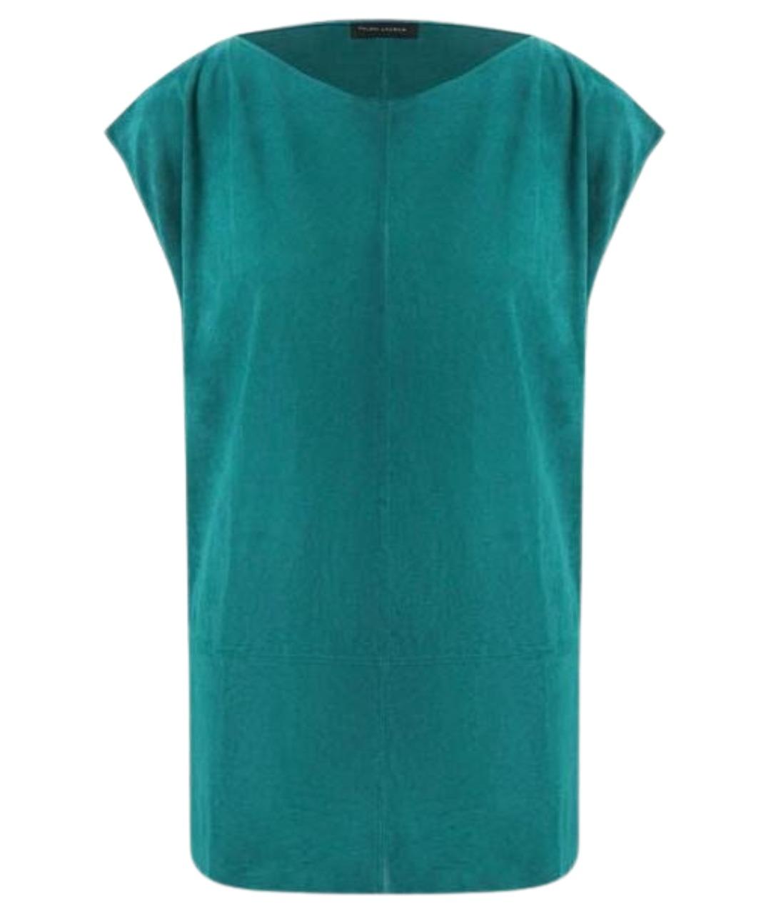 RALPH LAUREN Бирюзовая замшевая майка, фото 1