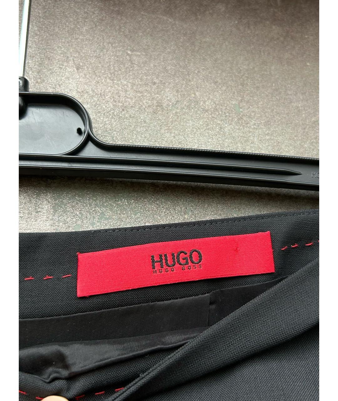 HUGO Черная шерстяная юбка мини, фото 2