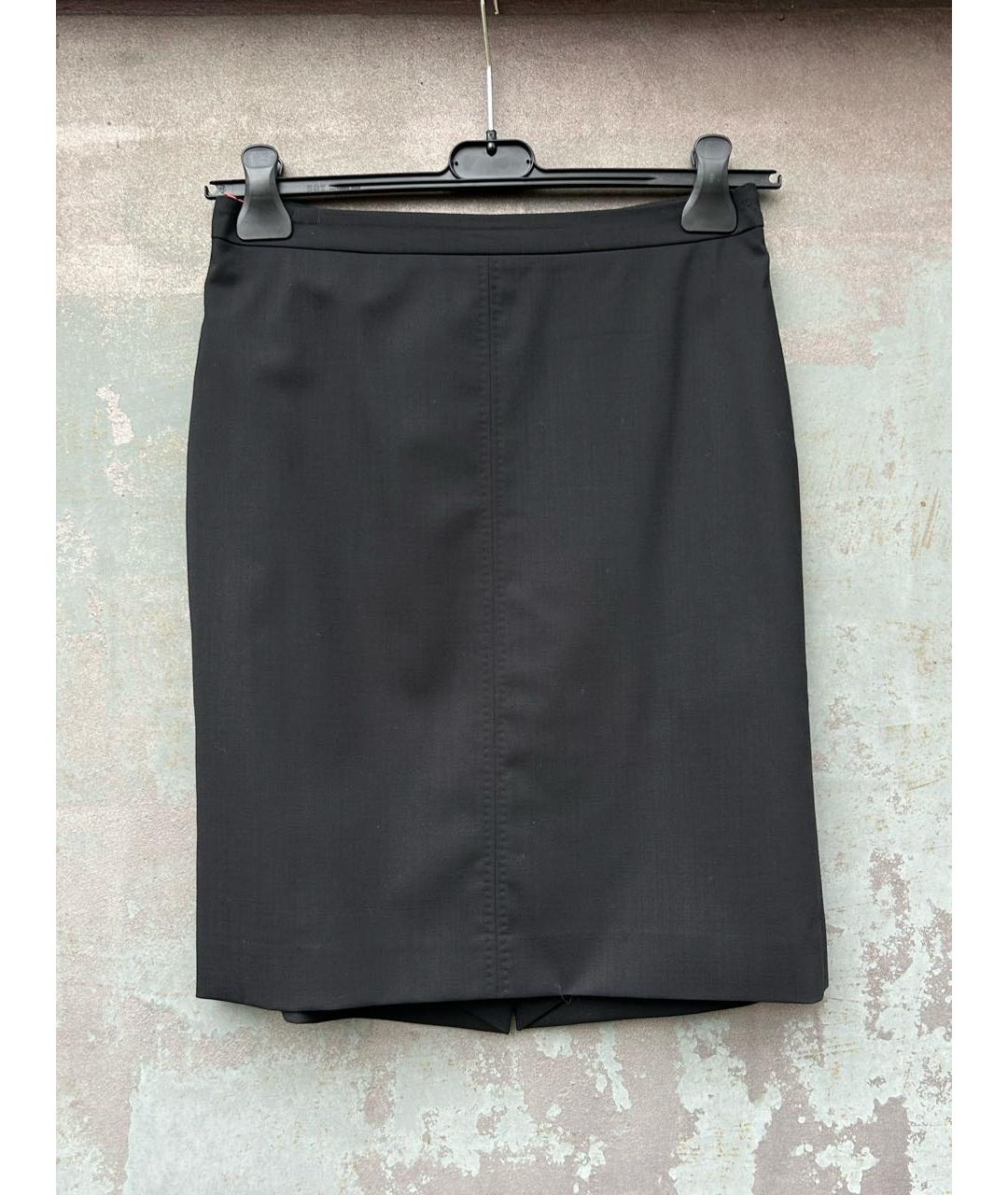 HUGO Черная шерстяная юбка мини, фото 9
