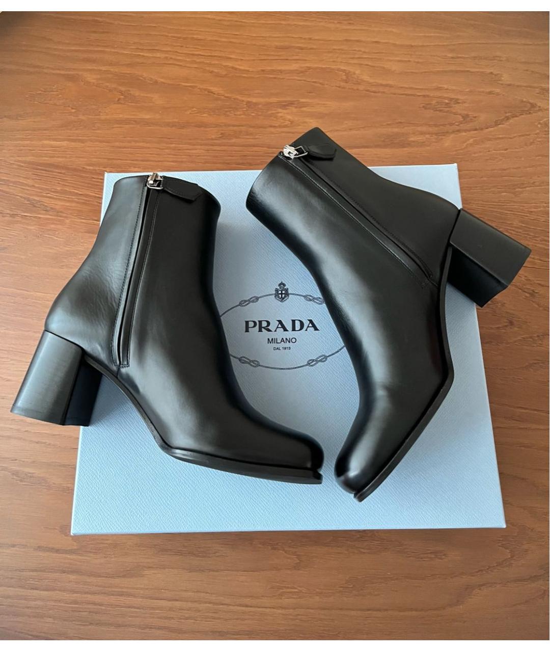 PRADA Черные кожаные ботильоны, фото 3