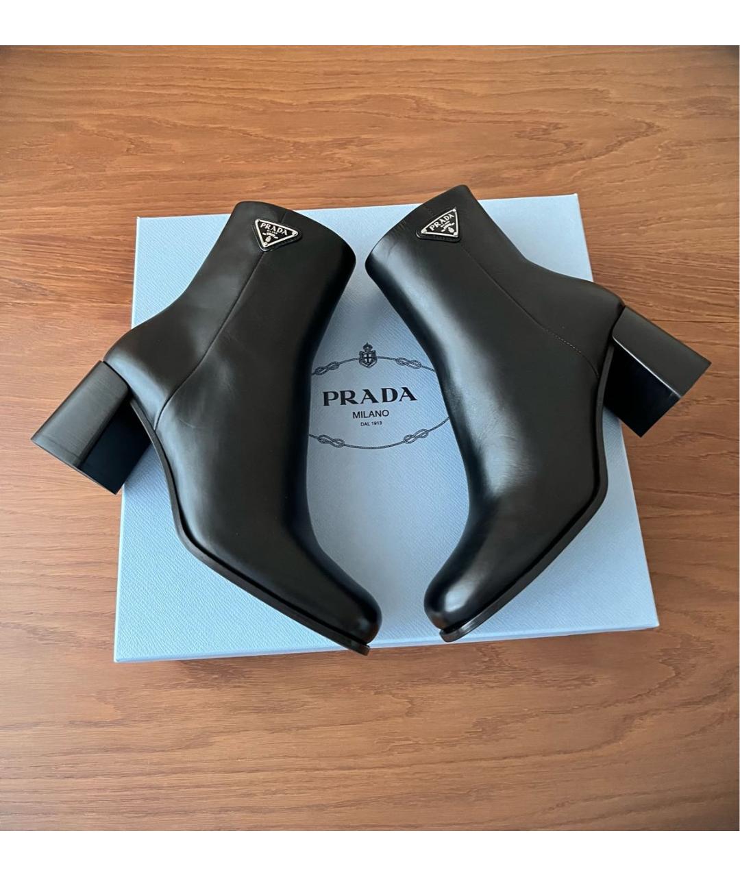 PRADA Черные кожаные ботильоны, фото 2