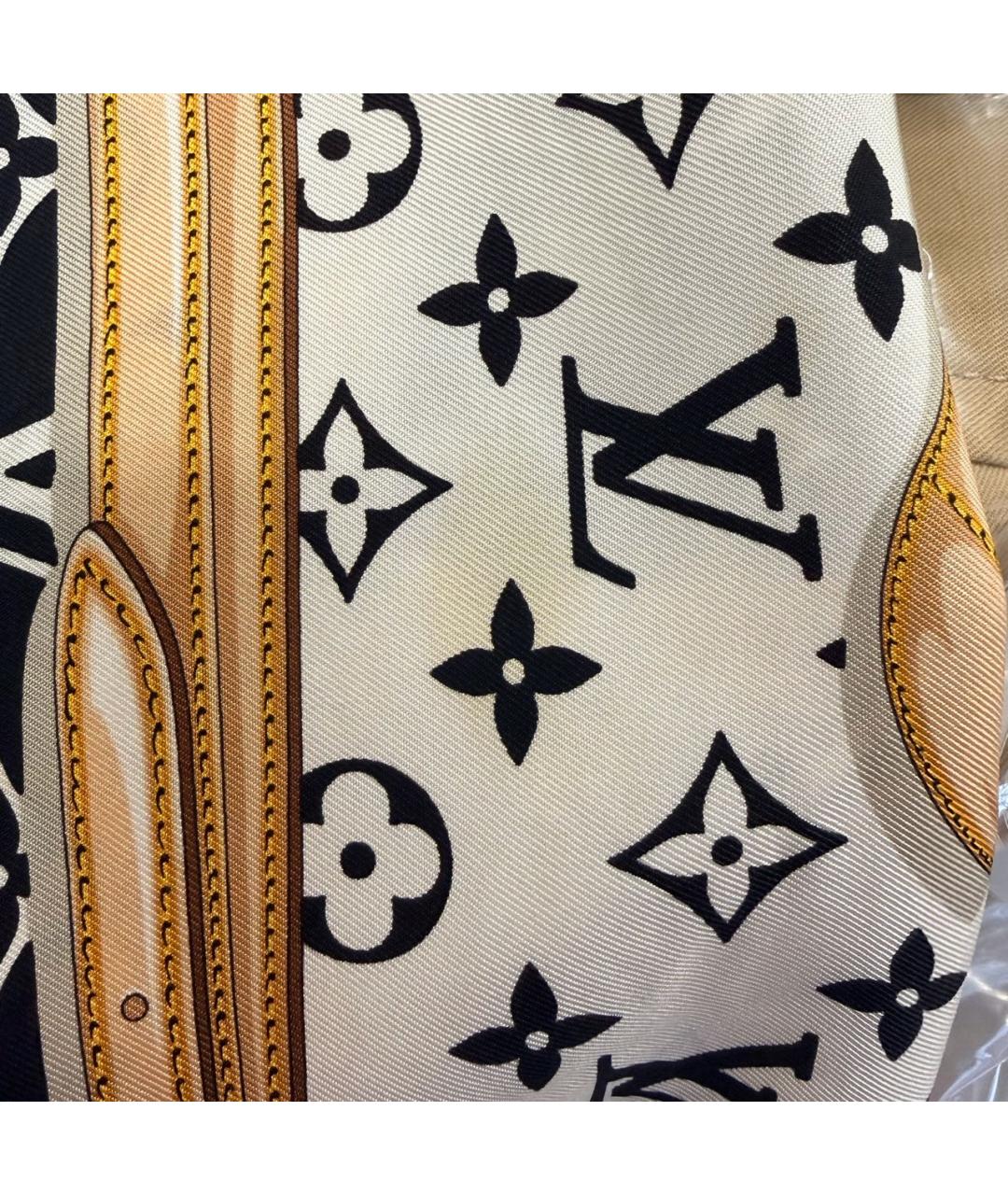 LOUIS VUITTON Черный шелковый платок, фото 7