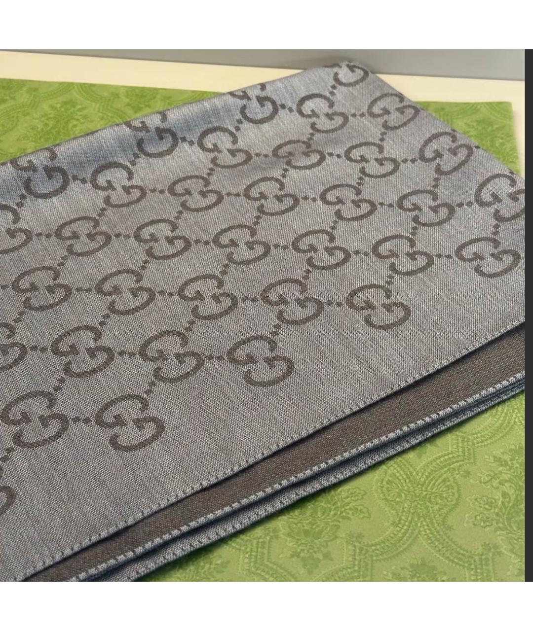 GUCCI Коричневый шерстяной шарф, фото 3