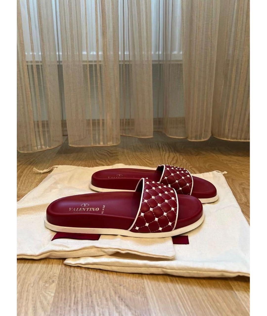 VALENTINO Красные кожаные шлепанцы, фото 5