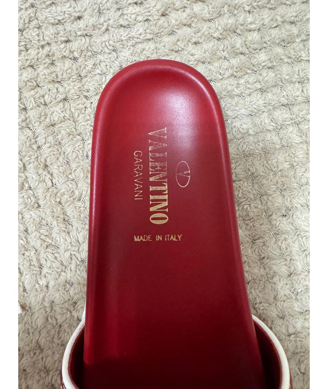 VALENTINO Красные кожаные шлепанцы, фото 6