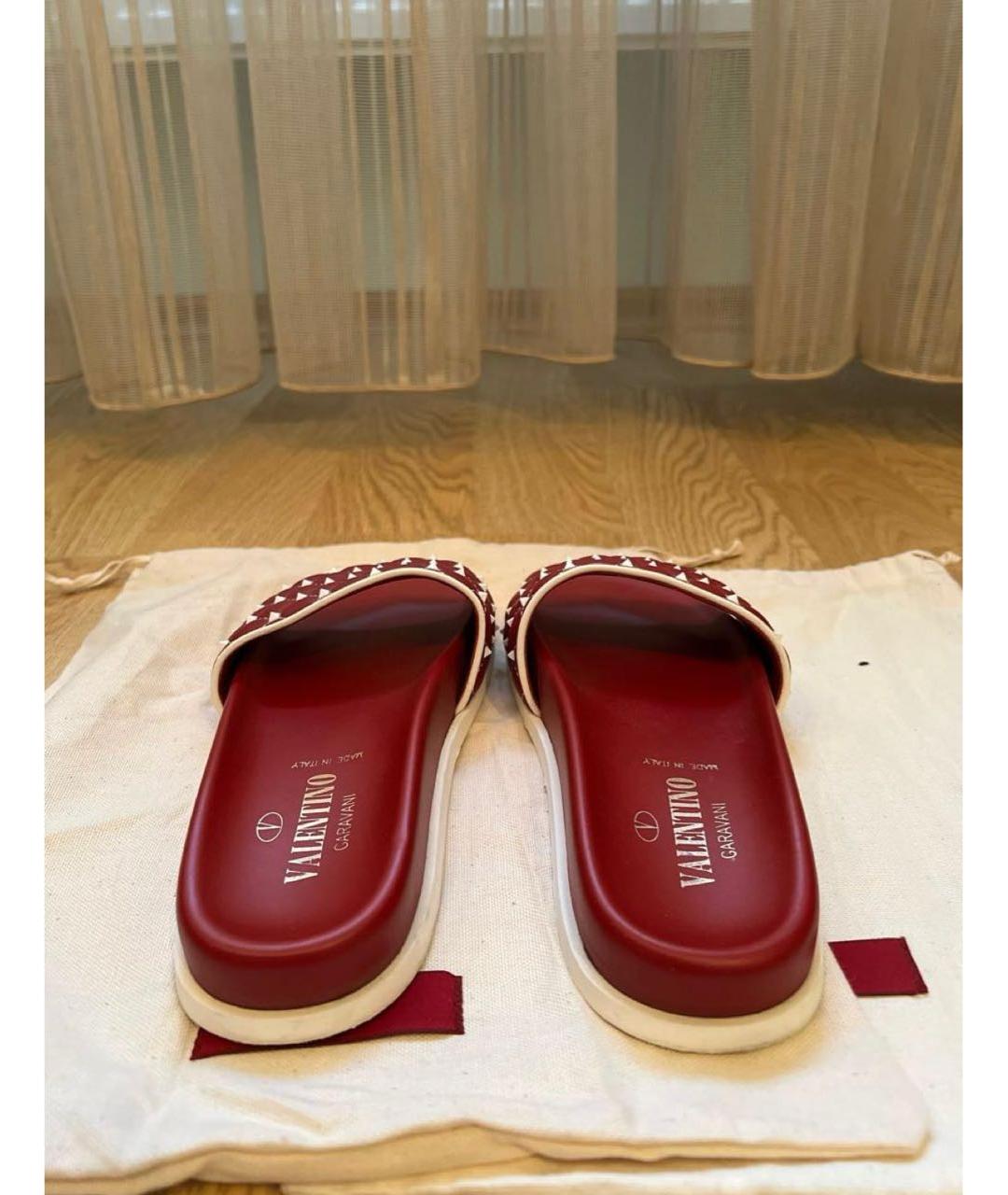 VALENTINO Красные кожаные шлепанцы, фото 4