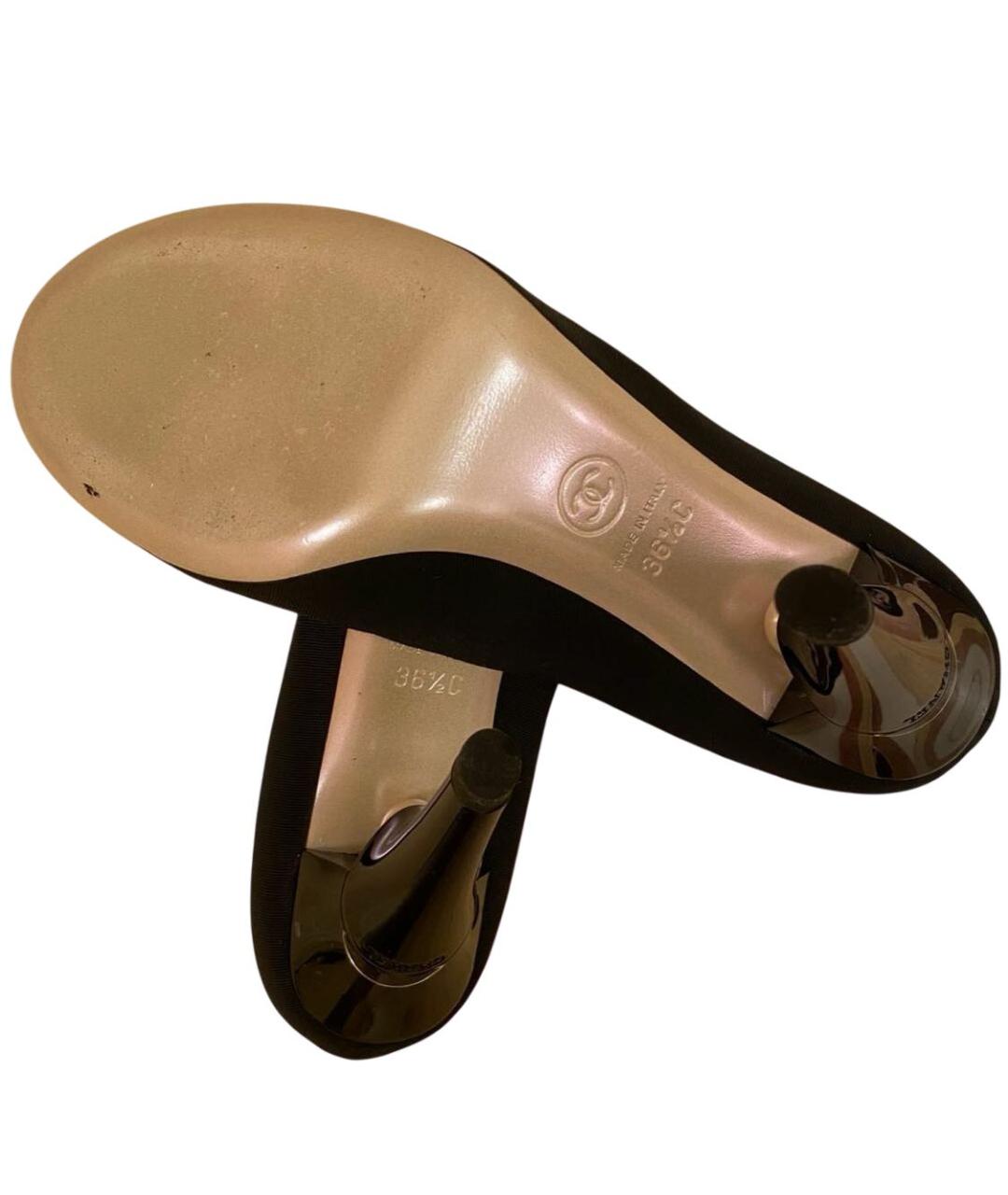 CHANEL Черные текстильные туфли, фото 6