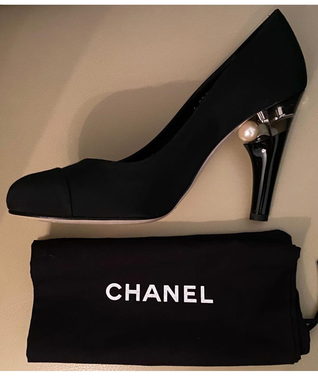 CHANEL Черные текстильные туфли, фото 7