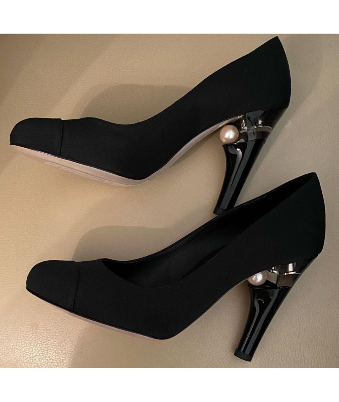 CHANEL Черные текстильные туфли, фото 2