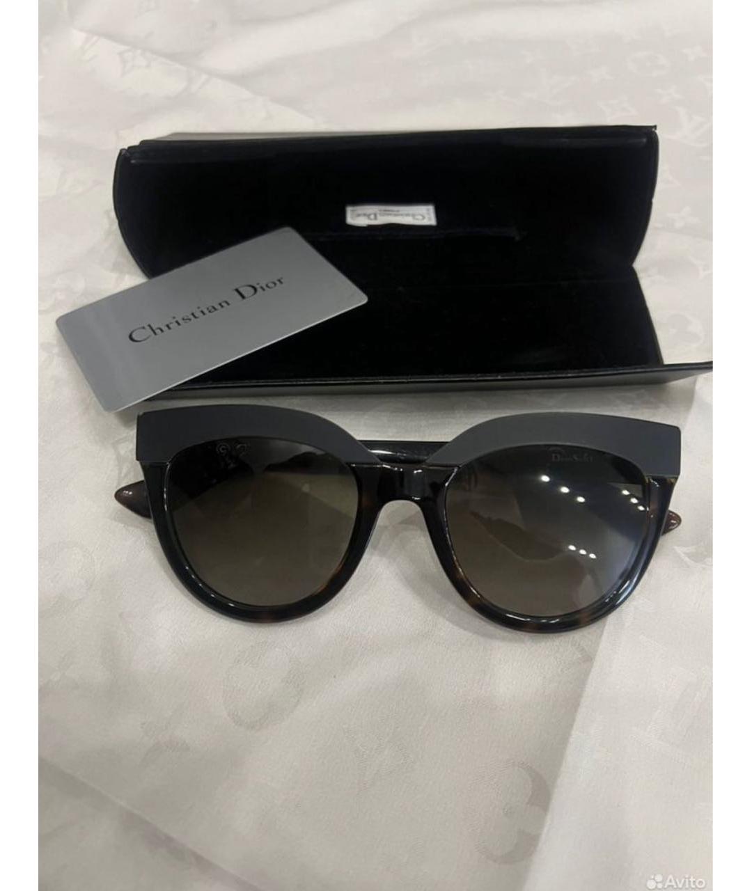 CHRISTIAN DIOR Коричневые пластиковые солнцезащитные очки, фото 7