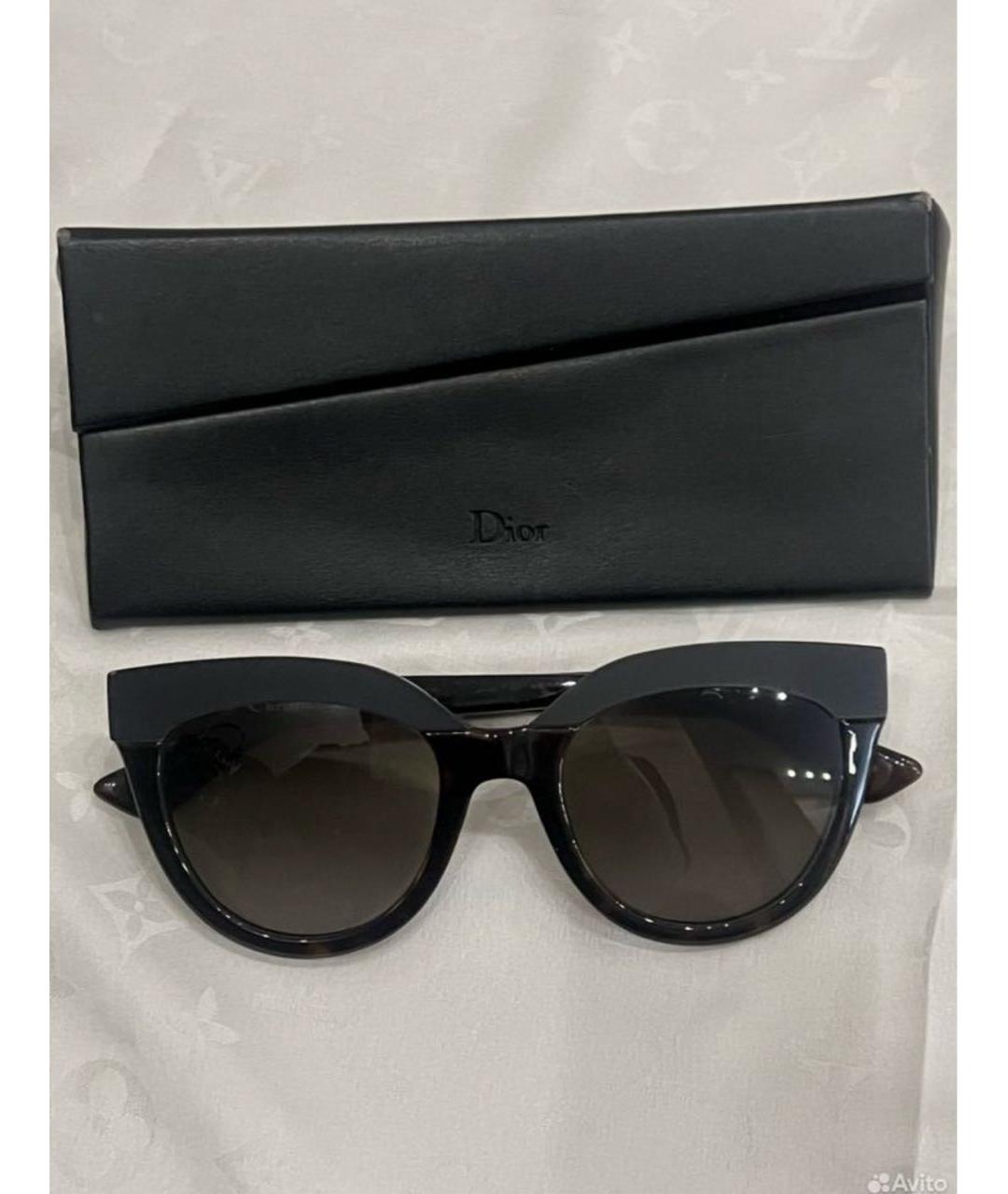 CHRISTIAN DIOR Коричневые пластиковые солнцезащитные очки, фото 5