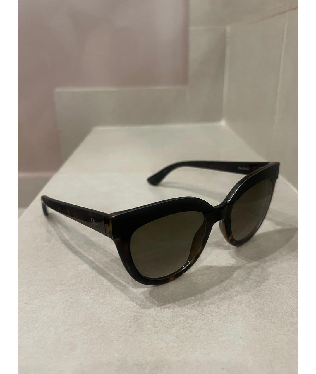 CHRISTIAN DIOR Коричневые пластиковые солнцезащитные очки, фото 8