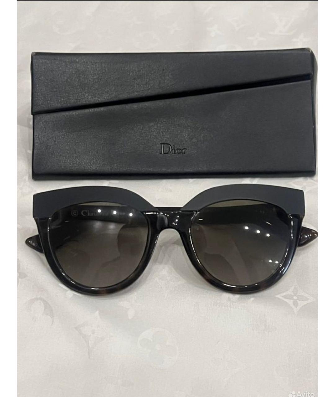 CHRISTIAN DIOR Коричневые пластиковые солнцезащитные очки, фото 2