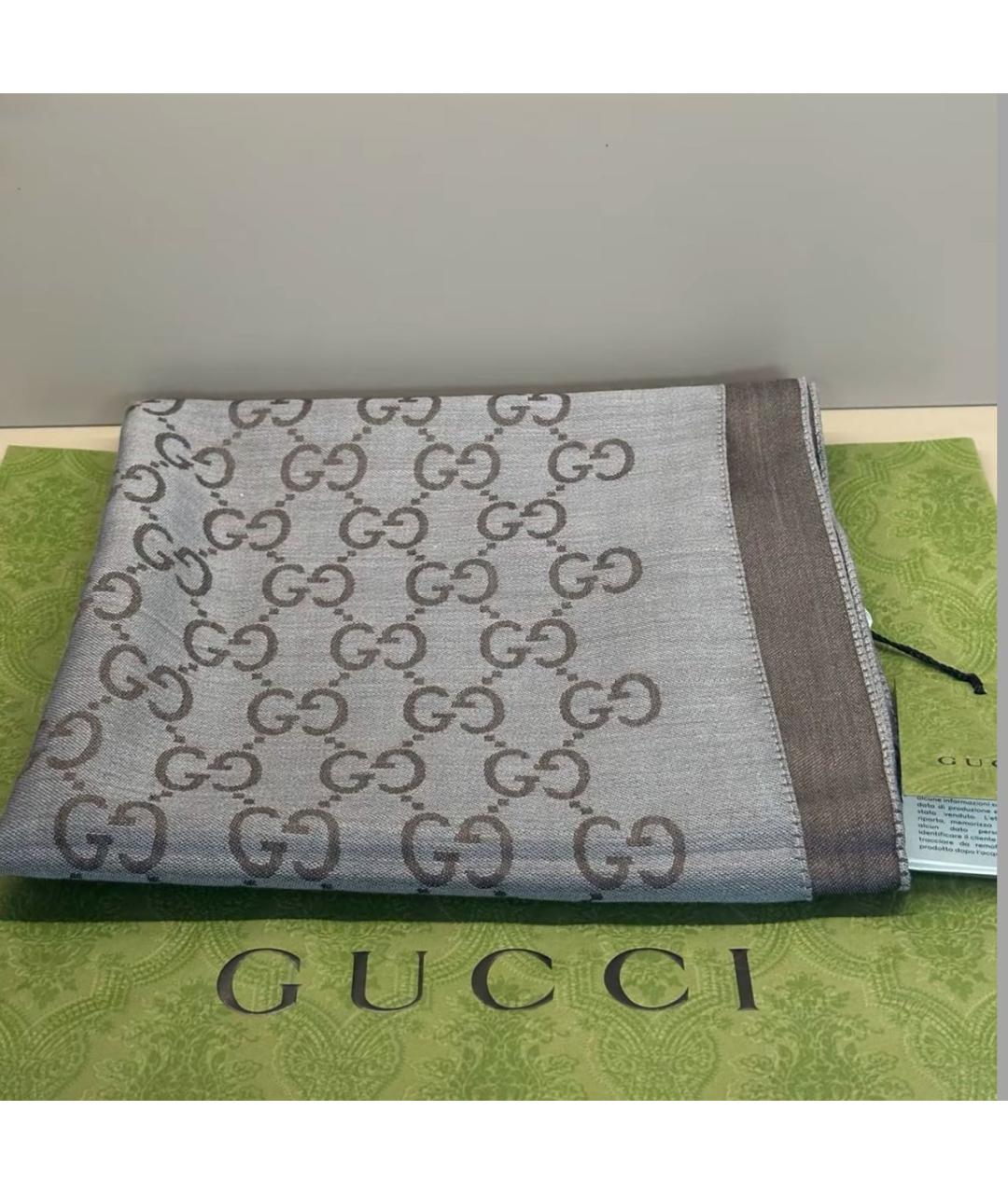 GUCCI Коричневый шелковый платок, фото 2