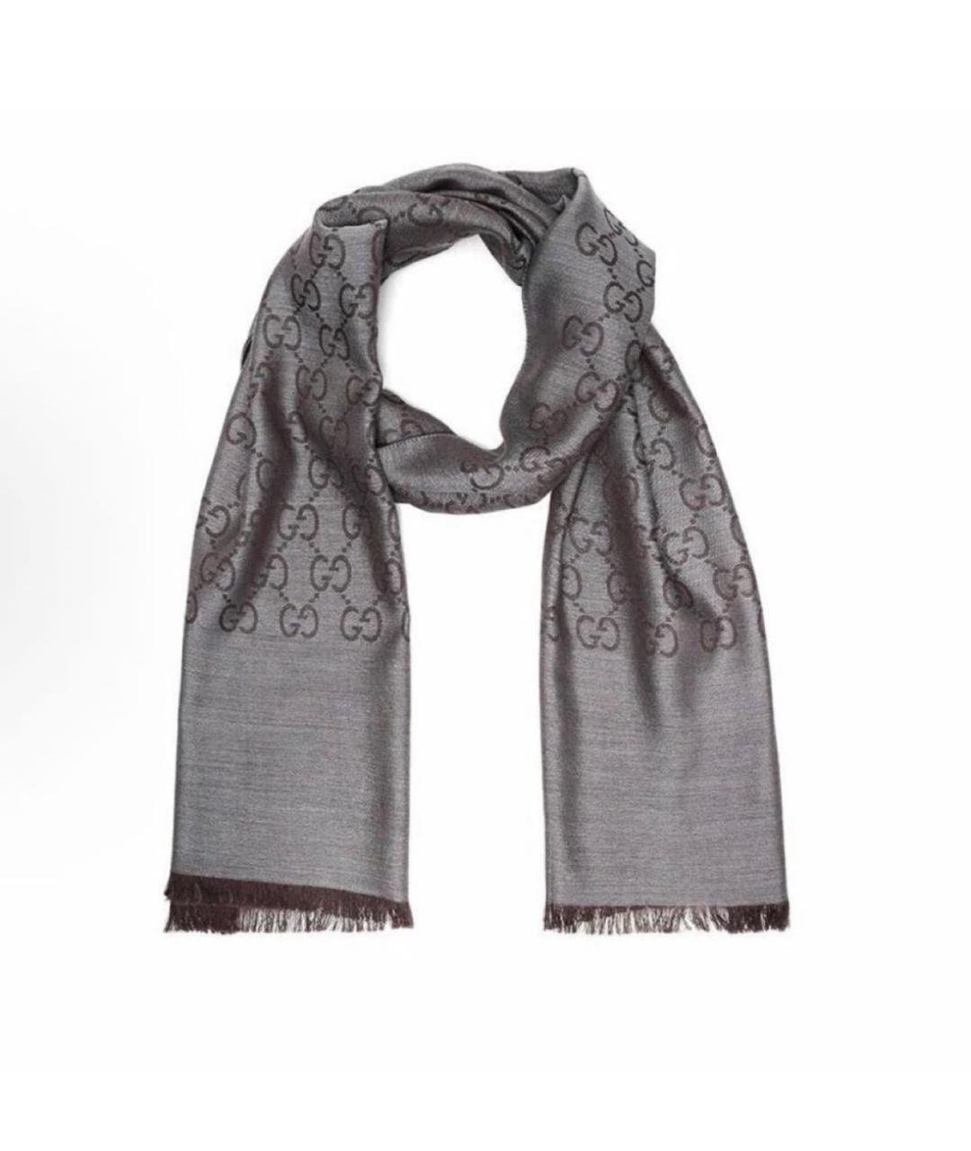 GUCCI Коричневый шелковый платок, фото 5