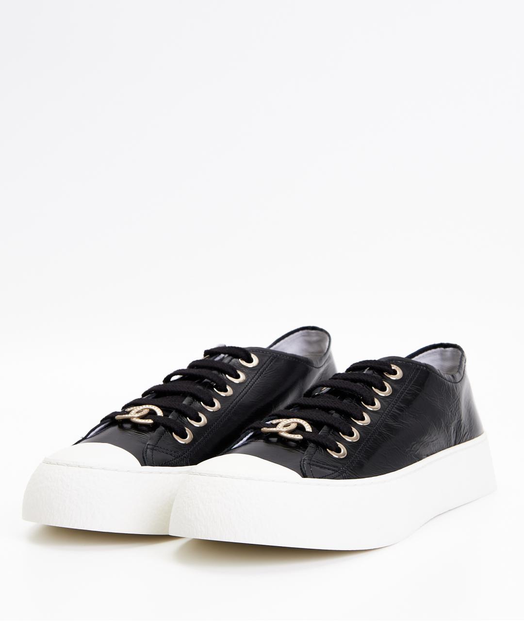 CHANEL Черные кожаные кеды, фото 2