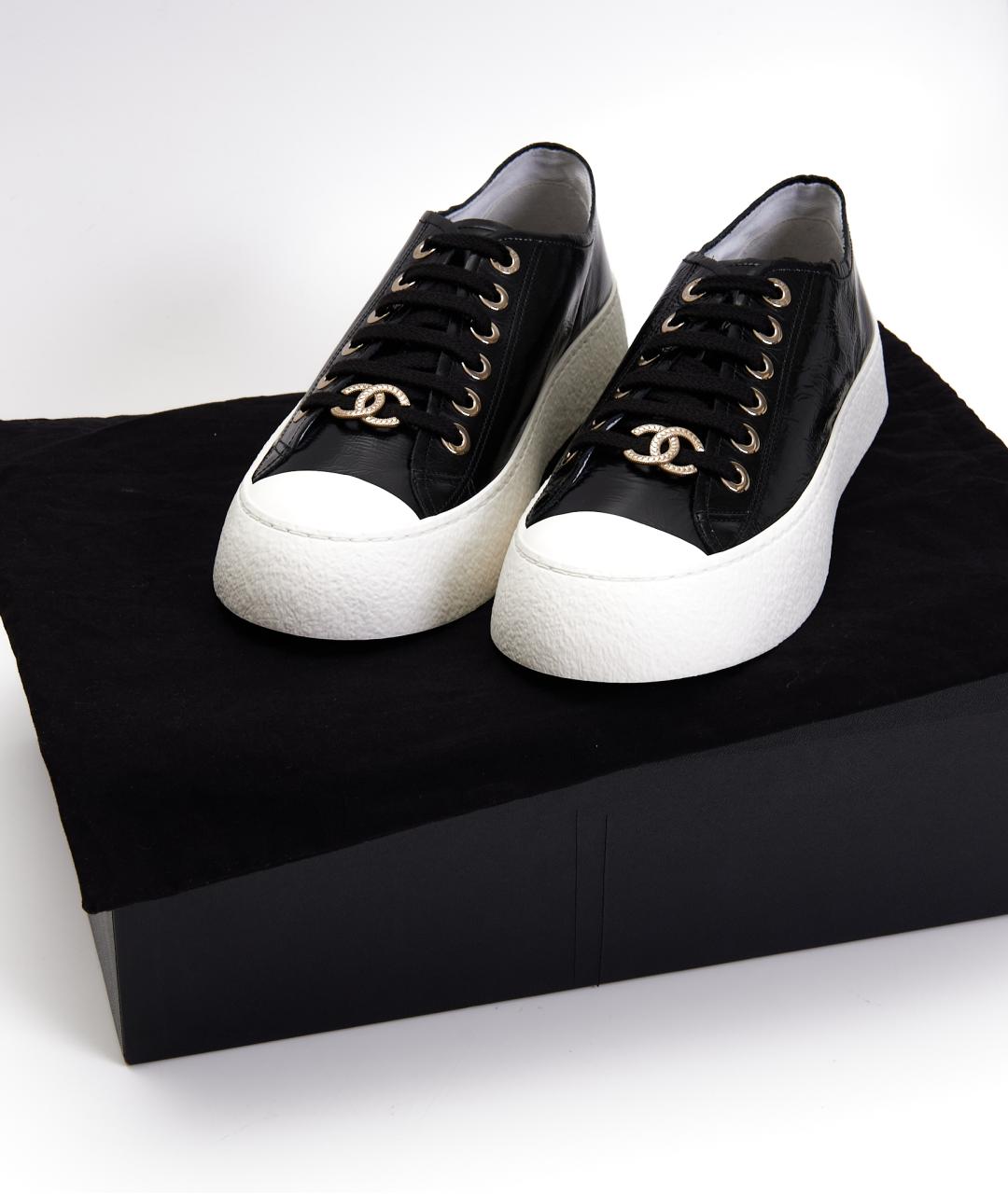 CHANEL Черные кожаные кеды, фото 7