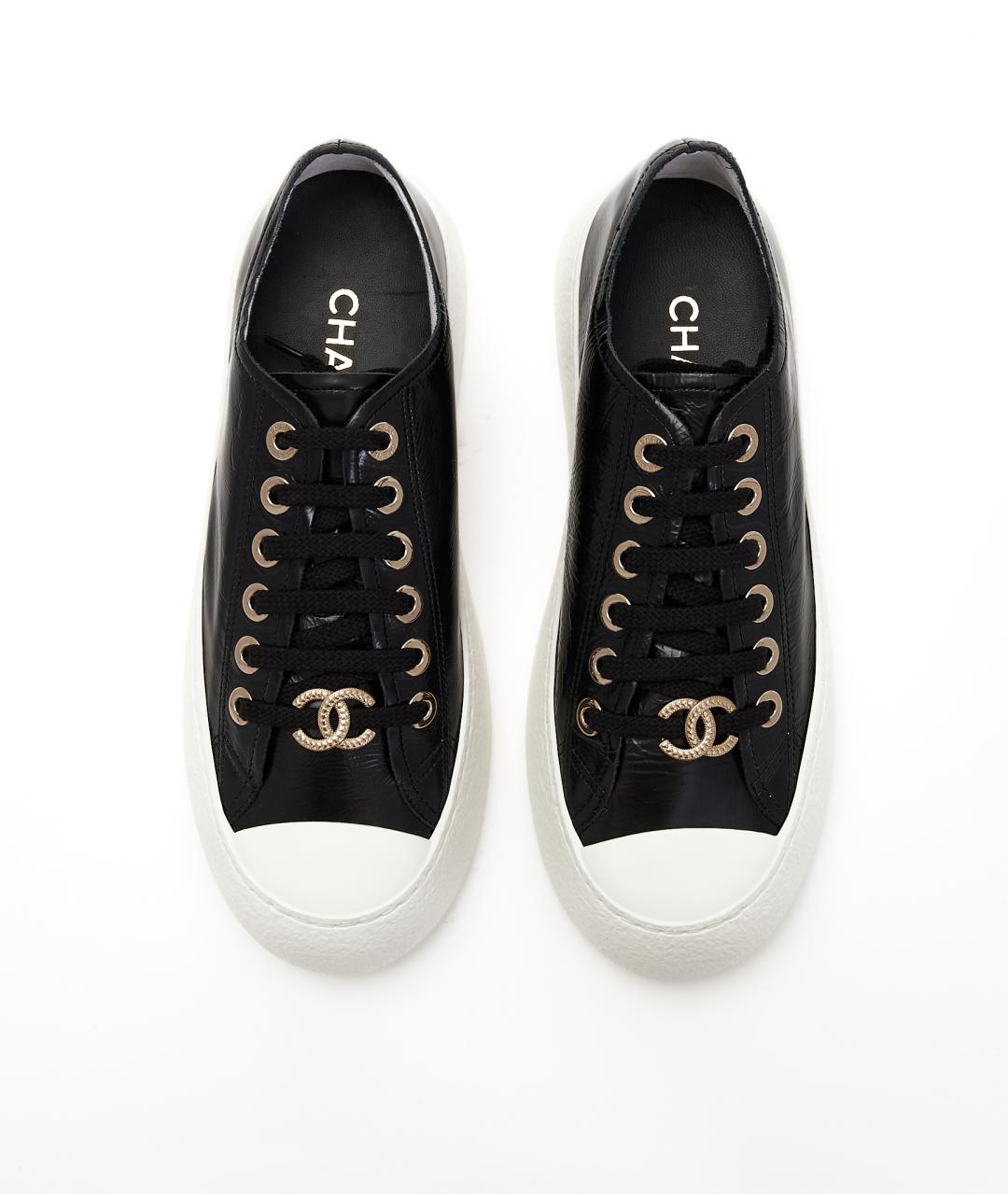 CHANEL Черные кожаные кеды, фото 5