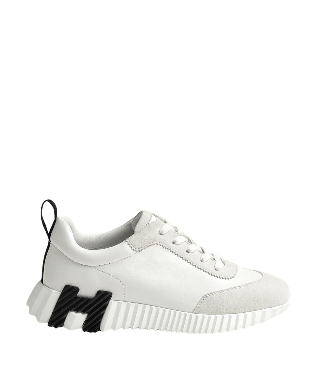 HERMES Белые кожаные кроссовки, фото 1