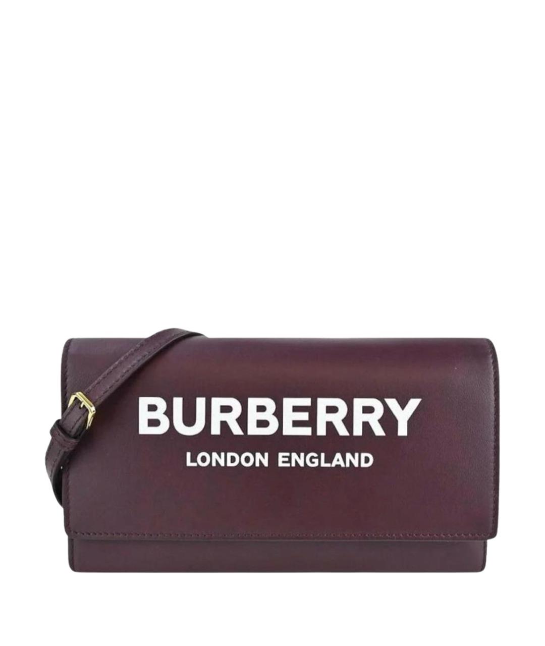 BURBERRY Бордовая кожаная сумка через плечо, фото 1