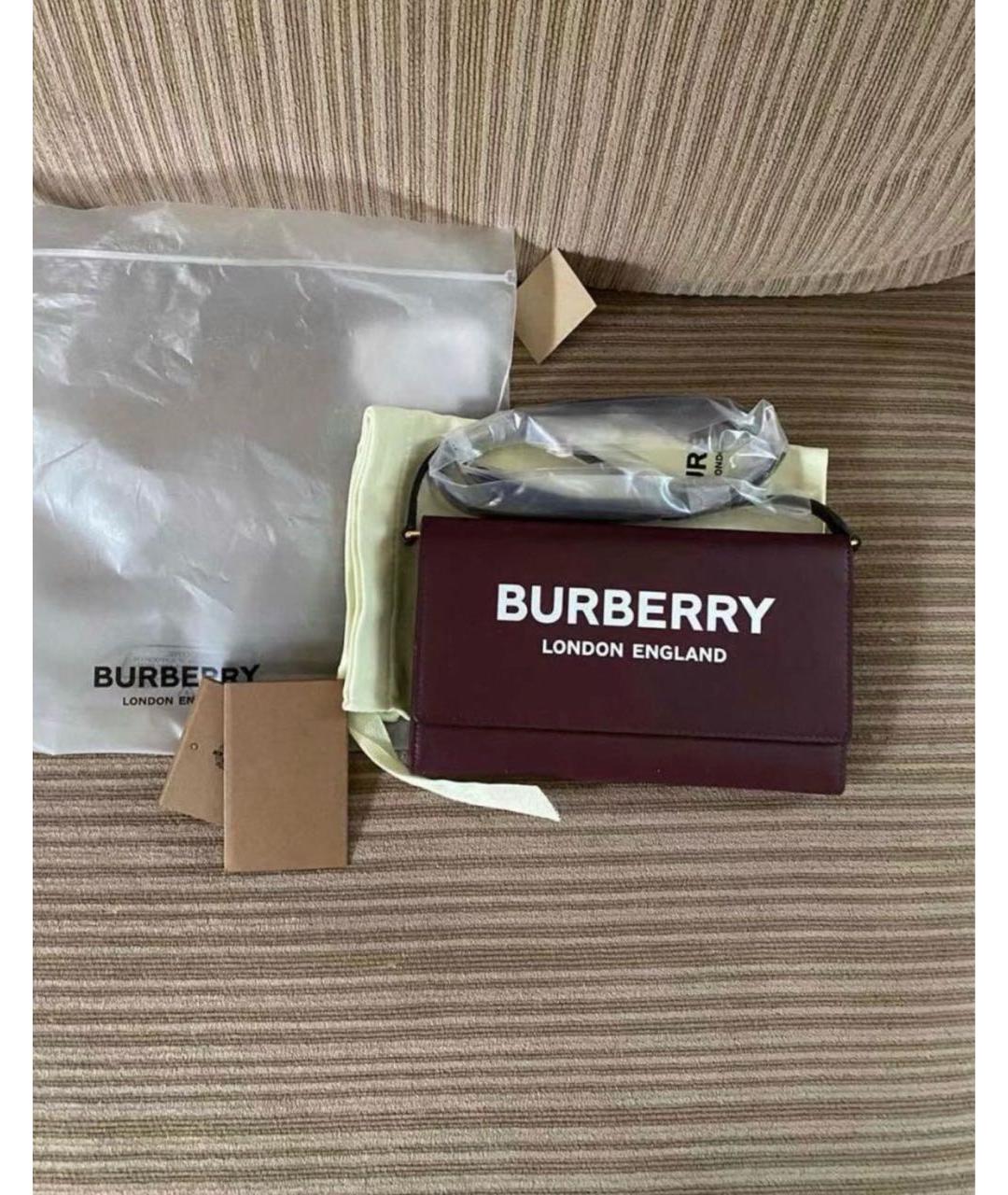 BURBERRY Бордовая кожаная сумка через плечо, фото 7