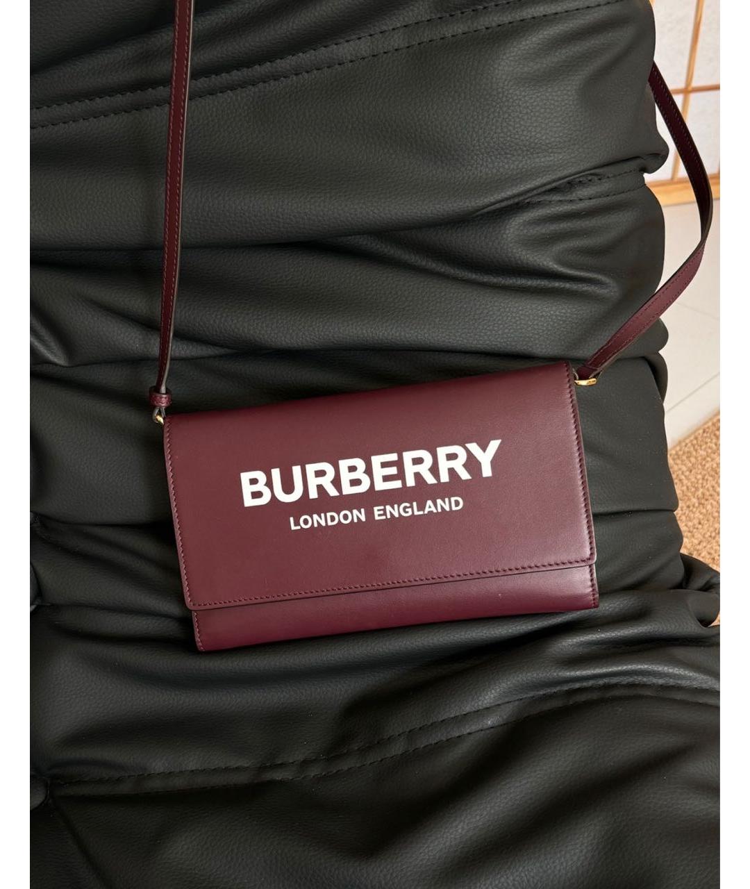 BURBERRY Бордовая кожаная сумка через плечо, фото 6