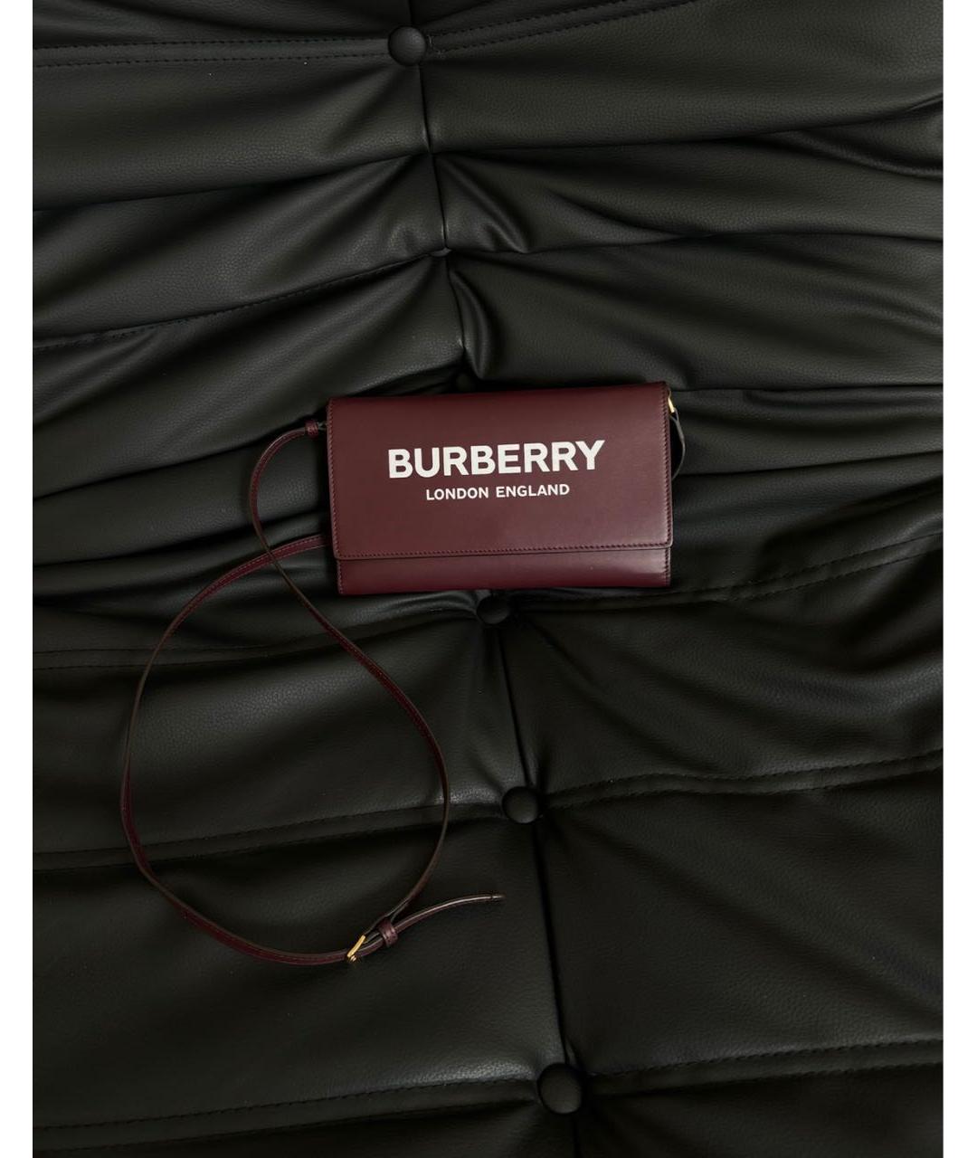 BURBERRY Бордовая кожаная сумка через плечо, фото 3