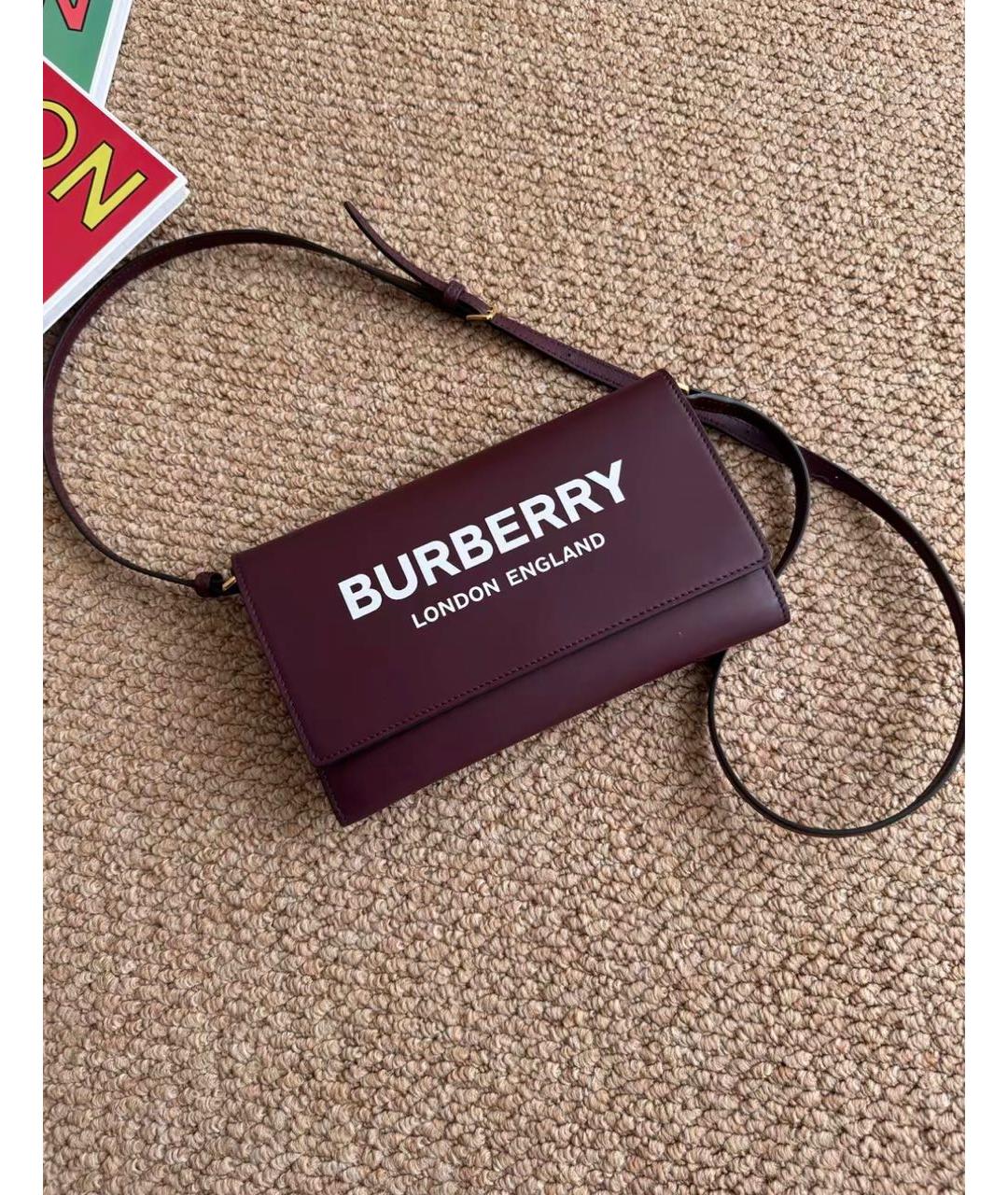 BURBERRY Бордовая кожаная сумка через плечо, фото 5