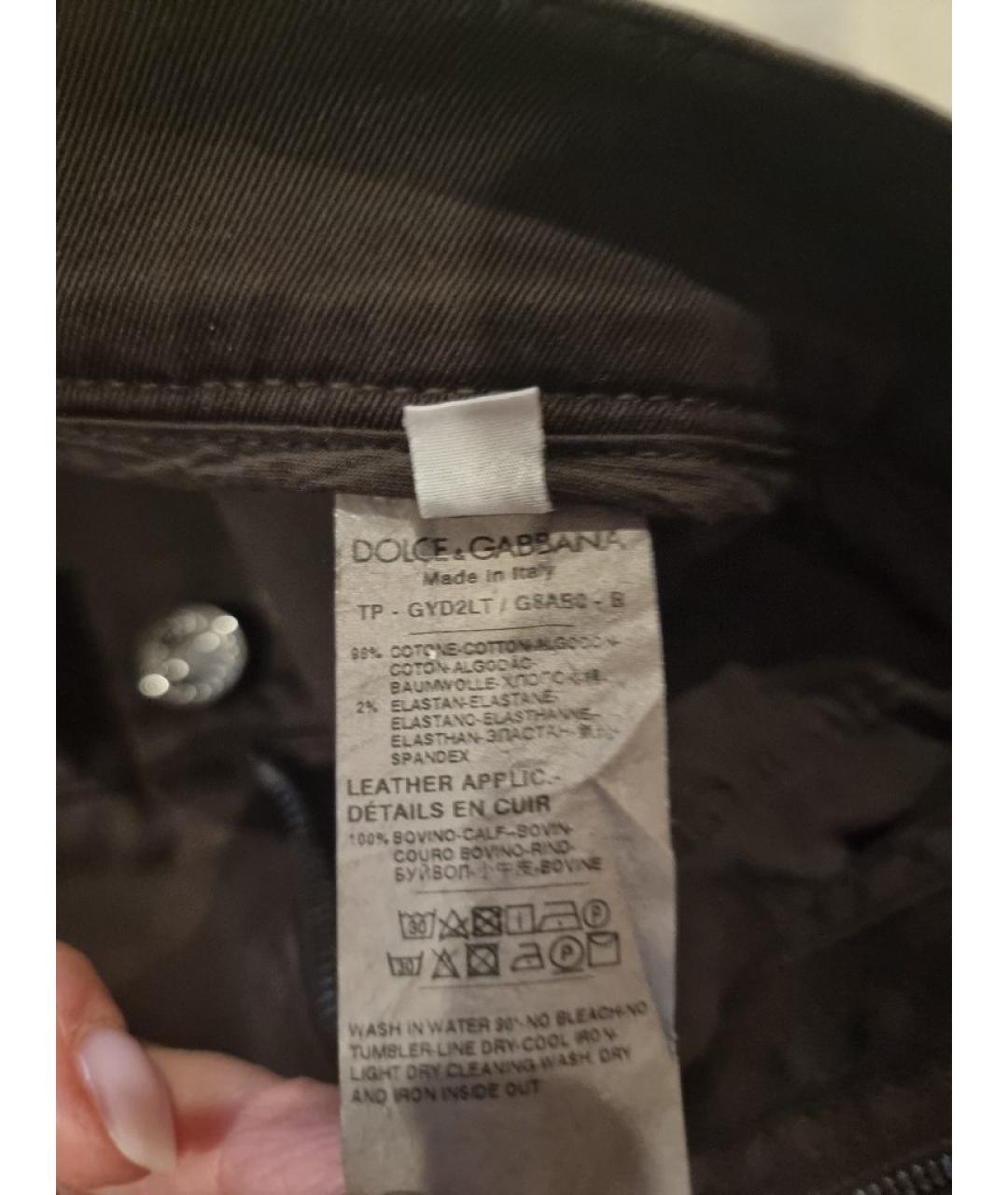 DOLCE&GABBANA Коричневые хлопковые прямые джинсы, фото 7