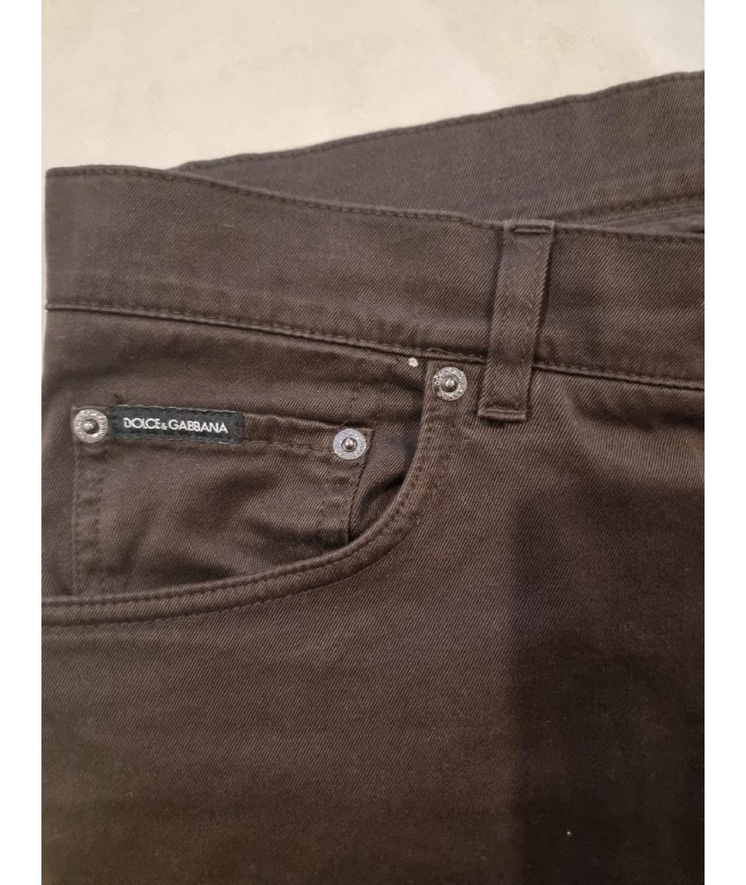 DOLCE&GABBANA Коричневые хлопковые прямые джинсы, фото 4