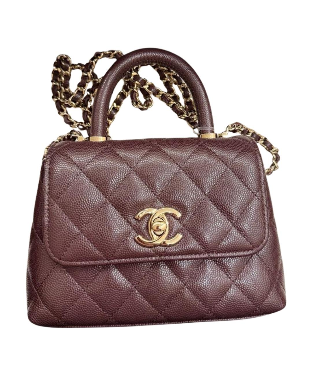 CHANEL Бордовая кожаная сумка через плечо, фото 1