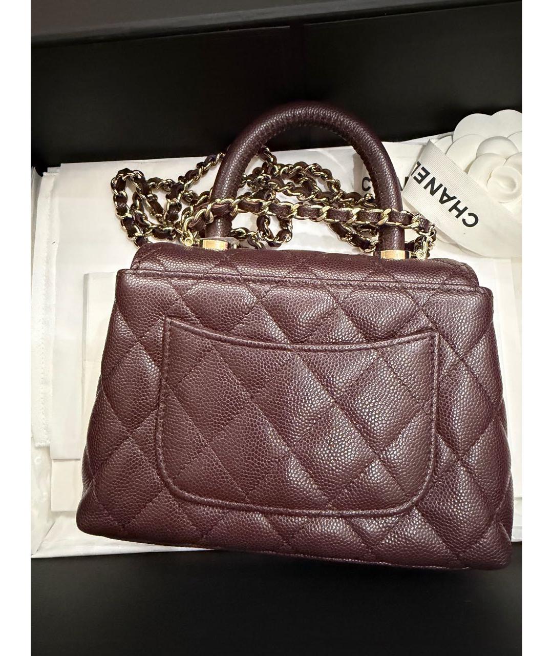 CHANEL Бордовая кожаная сумка через плечо, фото 3