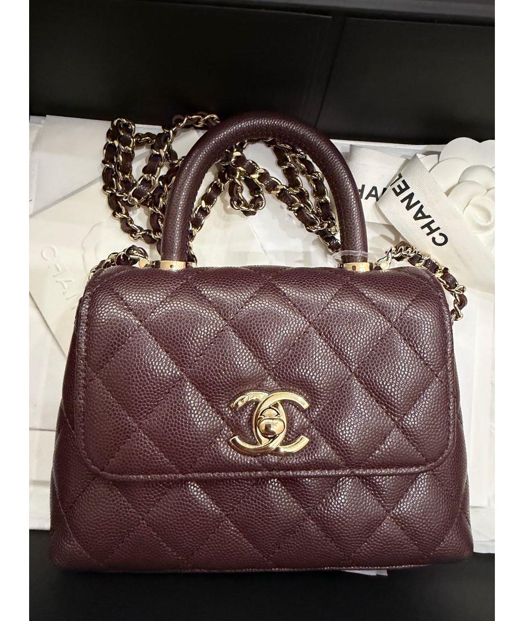 CHANEL Бордовая кожаная сумка через плечо, фото 2