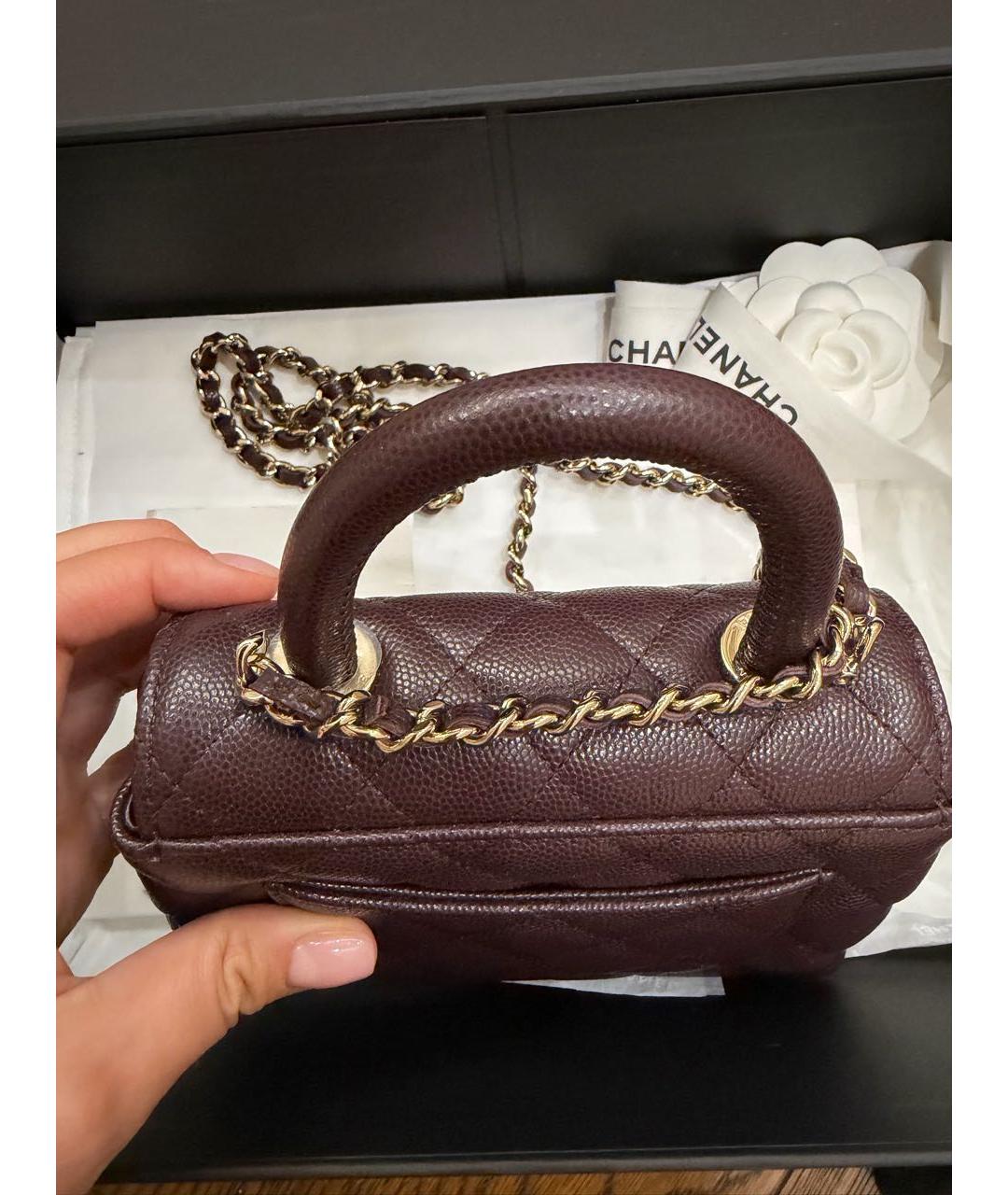 CHANEL Бордовая кожаная сумка через плечо, фото 4