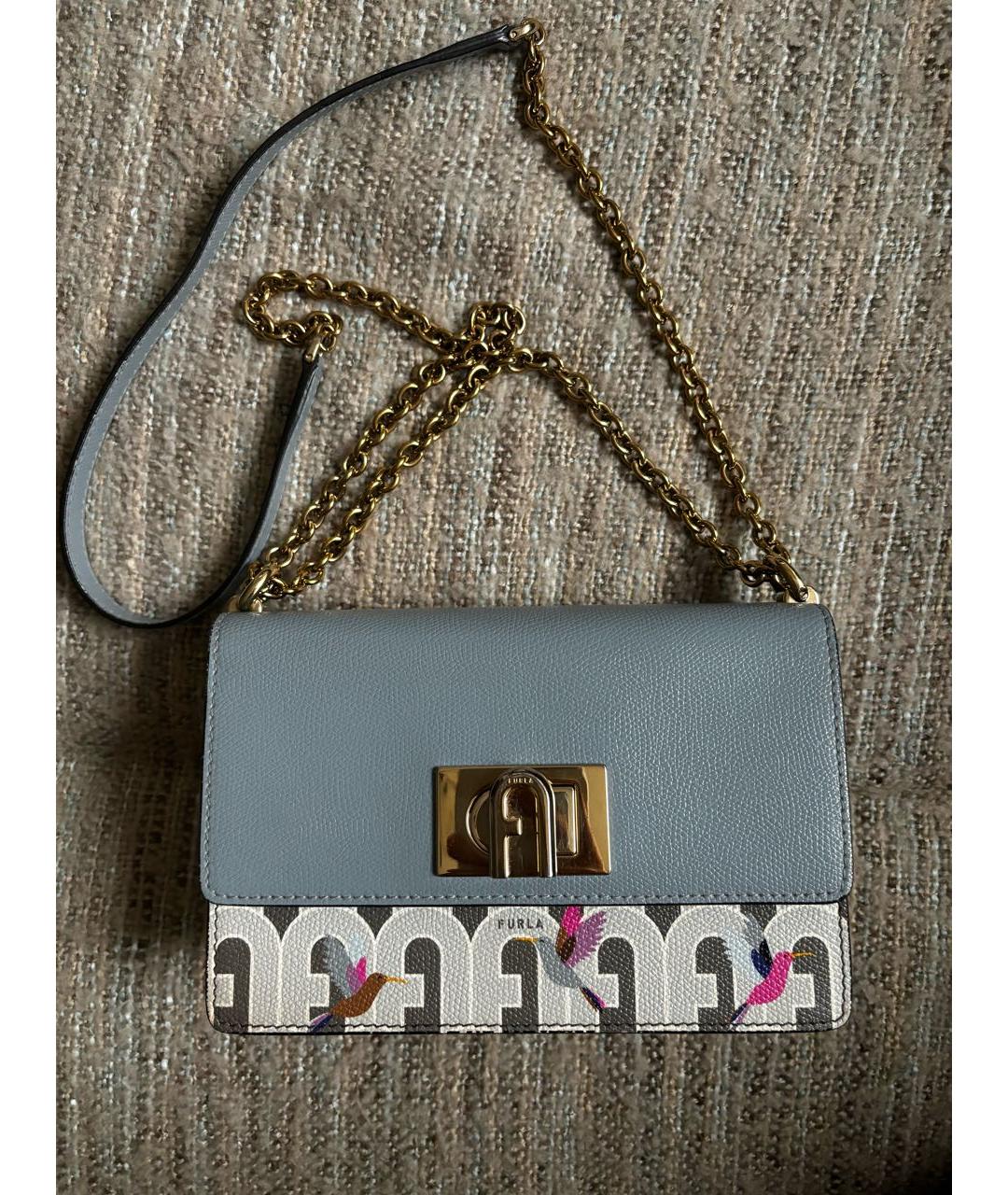 FURLA Голубая кожаная сумка через плечо, фото 9