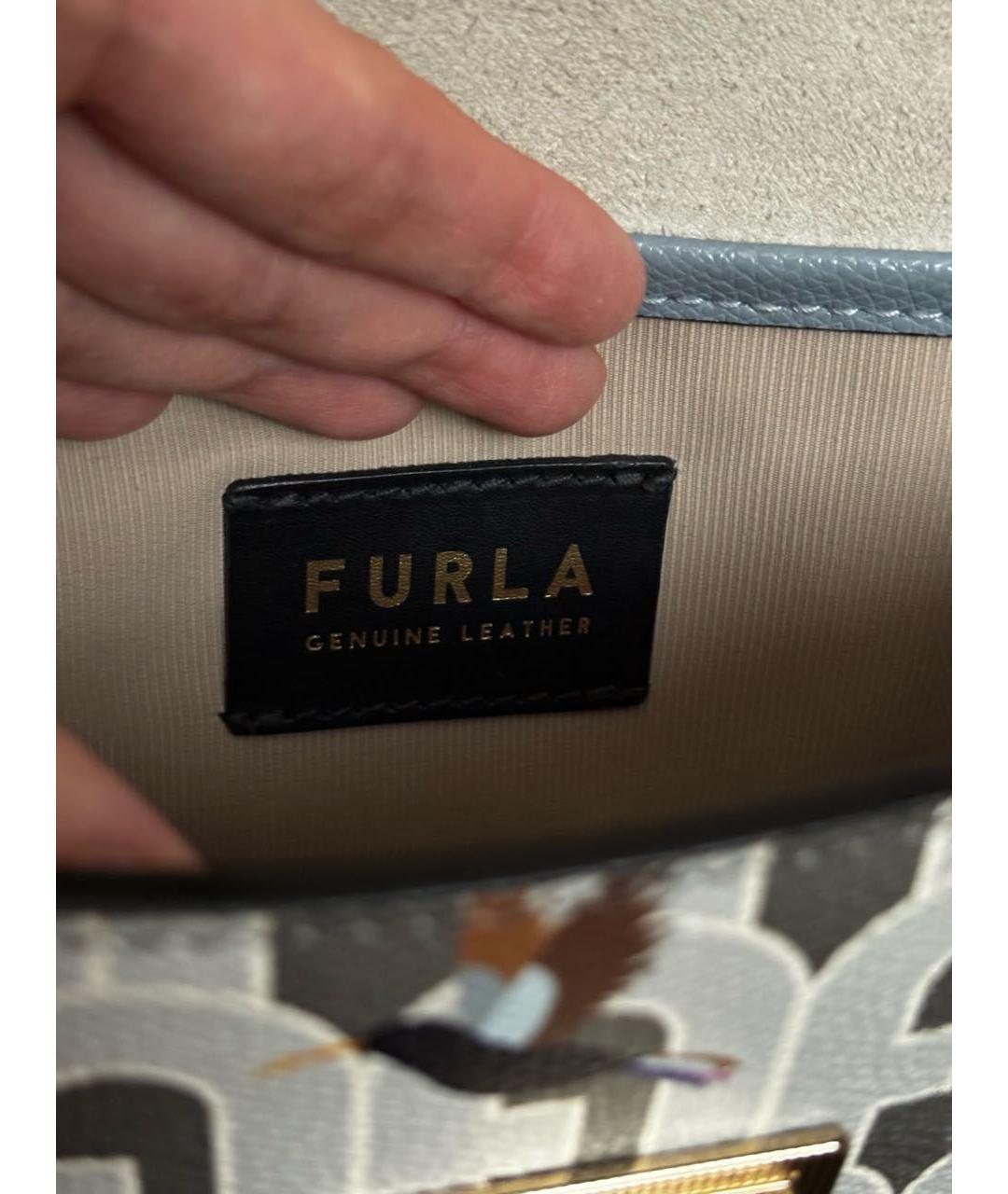 FURLA Голубая кожаная сумка через плечо, фото 4
