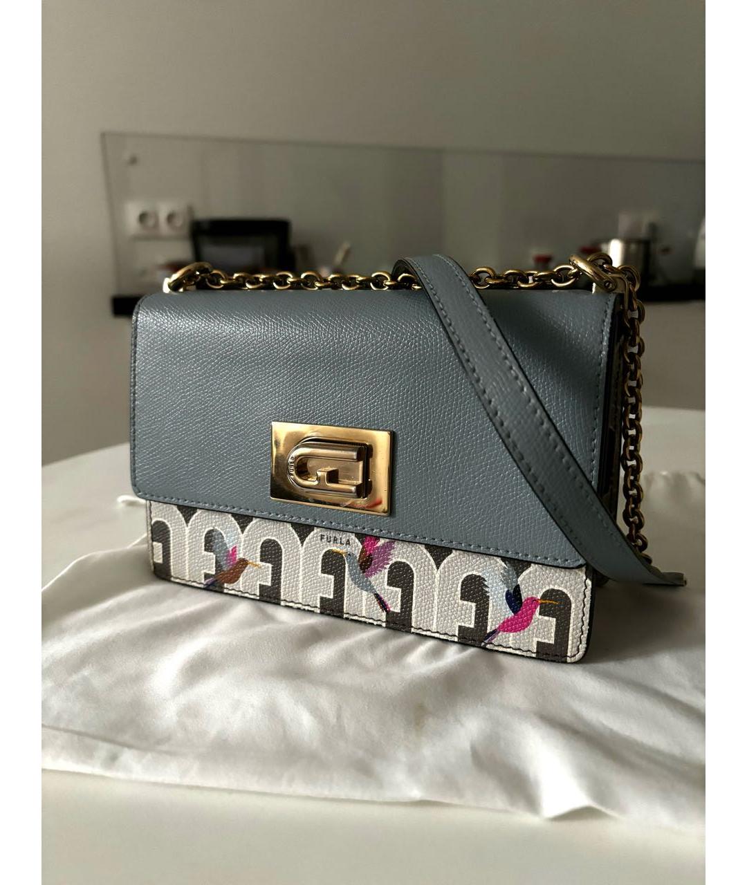 FURLA Голубая кожаная сумка через плечо, фото 2