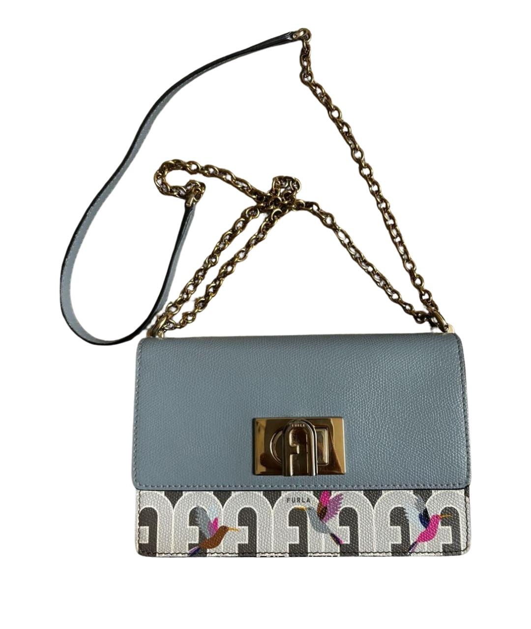 FURLA Голубая кожаная сумка через плечо, фото 1